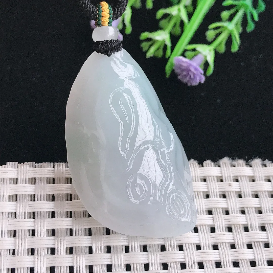 实拍A货翡翠44.8/27.8/14.5老坑冰润水灵原石随行吊坠翡翠挂件