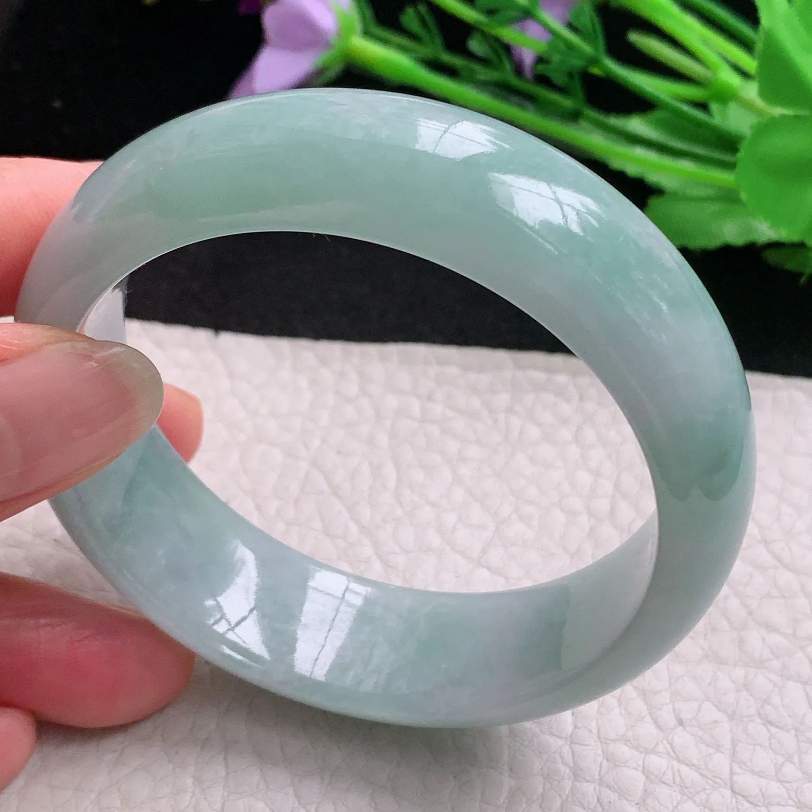 nr实拍55.5*17*8轮胎镯 天然缅甸翡翠A货玉手镯清新大气宽边玉手环