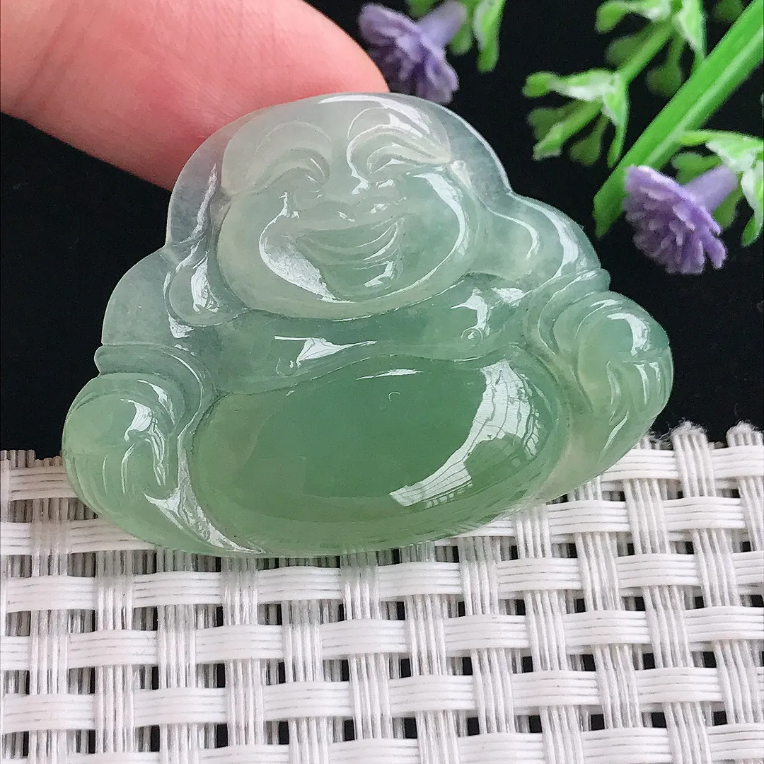 实拍A货翡翠31.5/42.8/5.5老坑冰胶果冻满绿佛公吊坠翡翠玉佛挂件