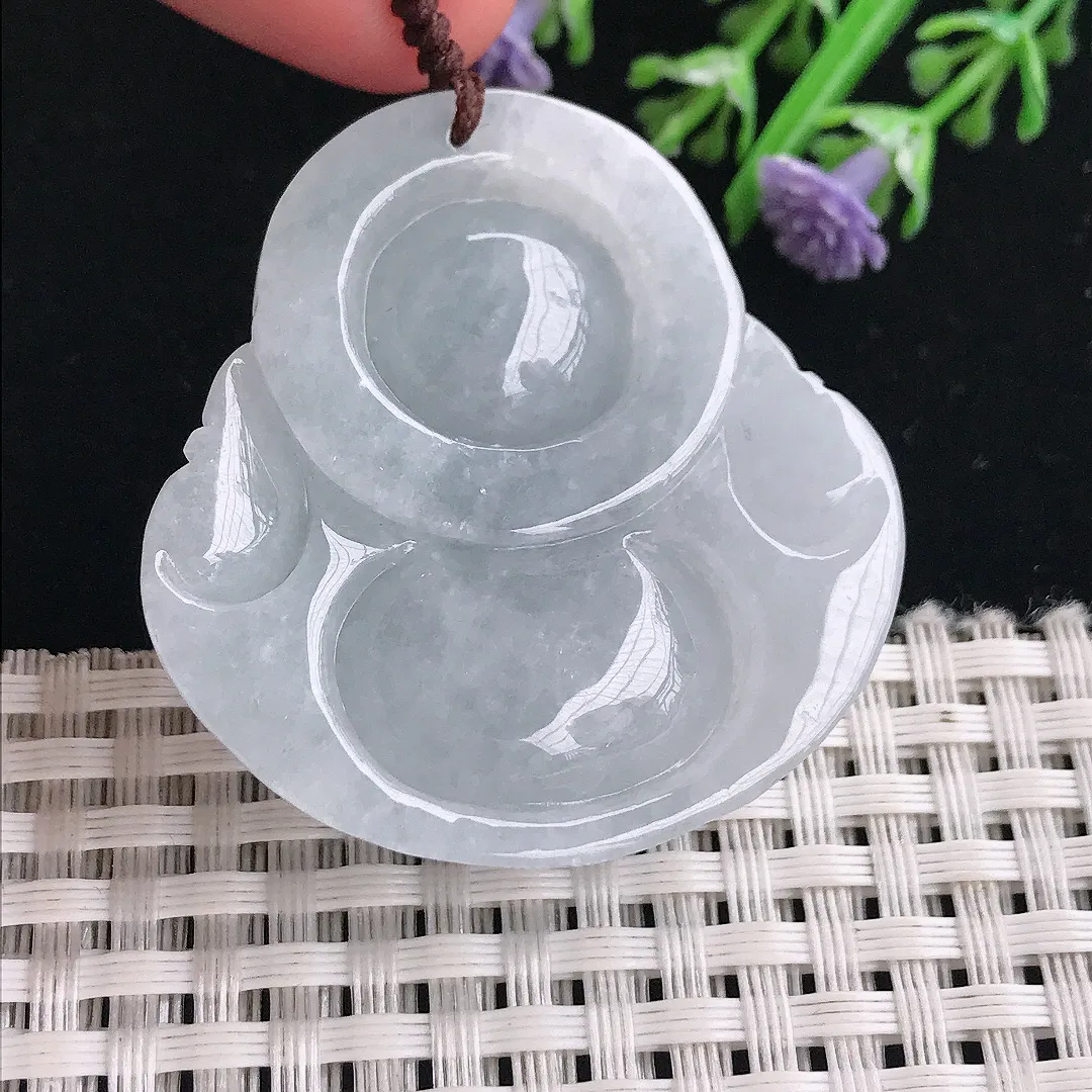 实拍A货翡翠42/41/13老坑秀气温润大佛公吊坠正装翡翠玉佛挂件