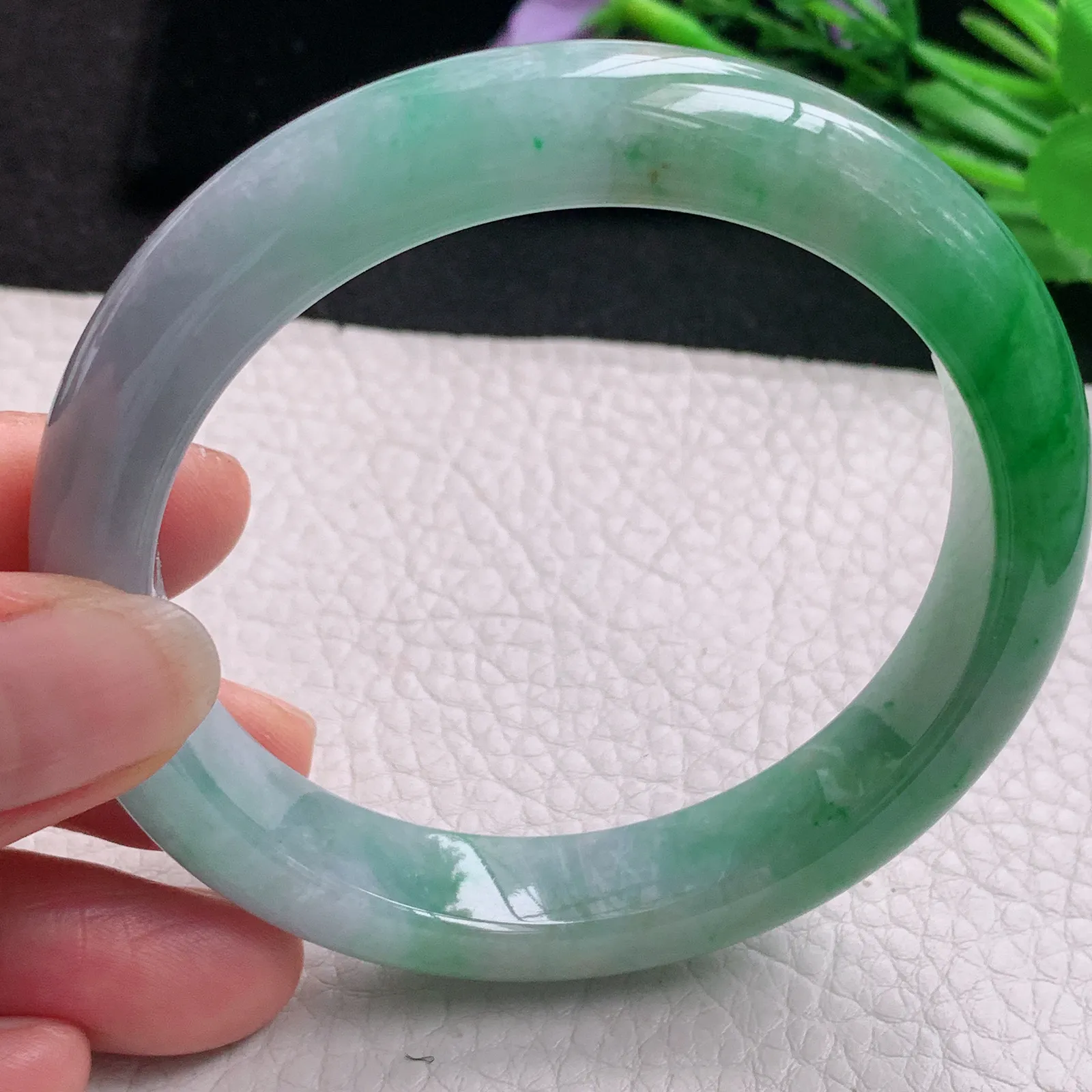 mq实拍59*12.3*8.8平安镯 天然缅甸翡翠A货玉手镯辣绿水润宽边玉手环