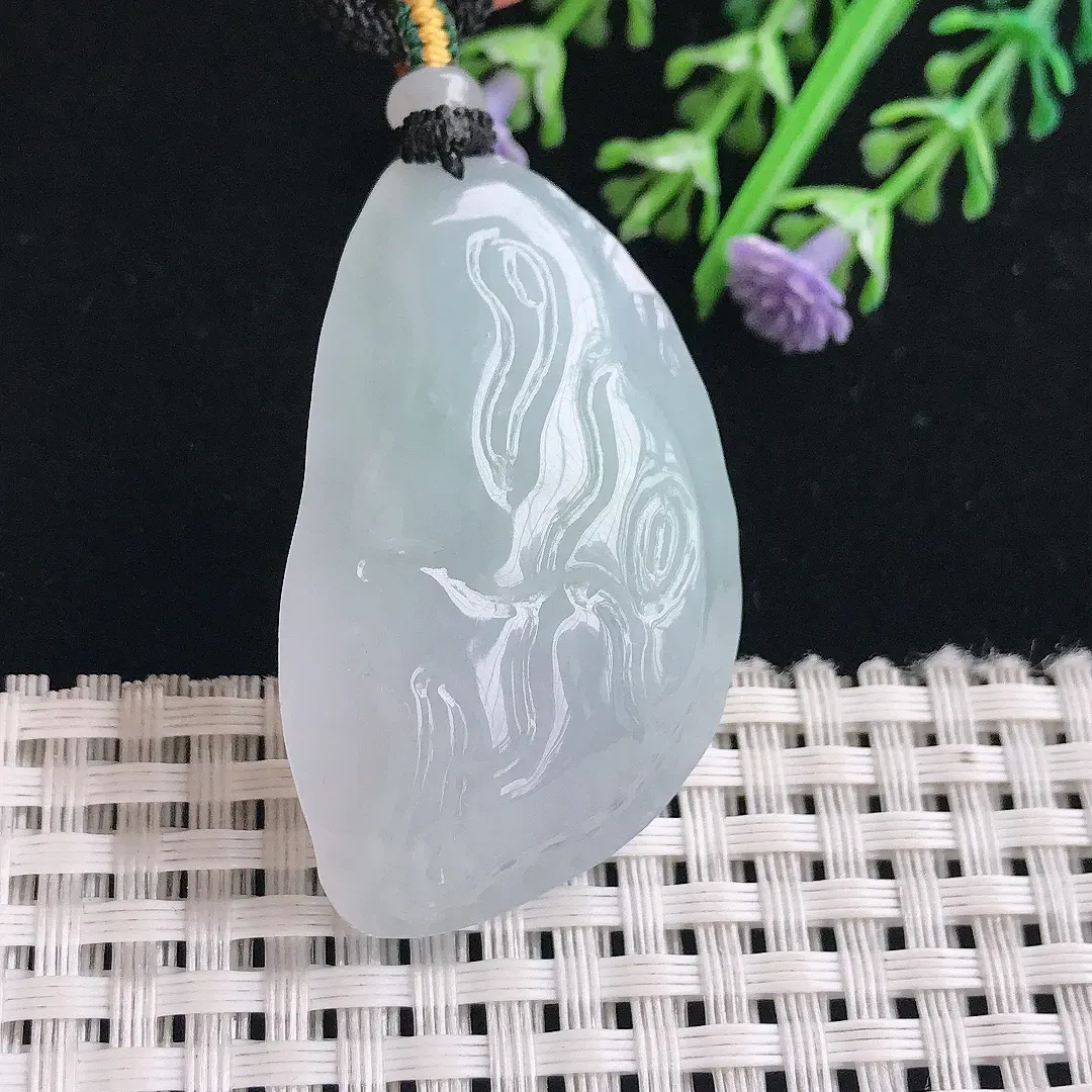 实拍A货翡翠44.8/27.8/14.5老坑冰润水灵原石随行吊坠翡翠挂件