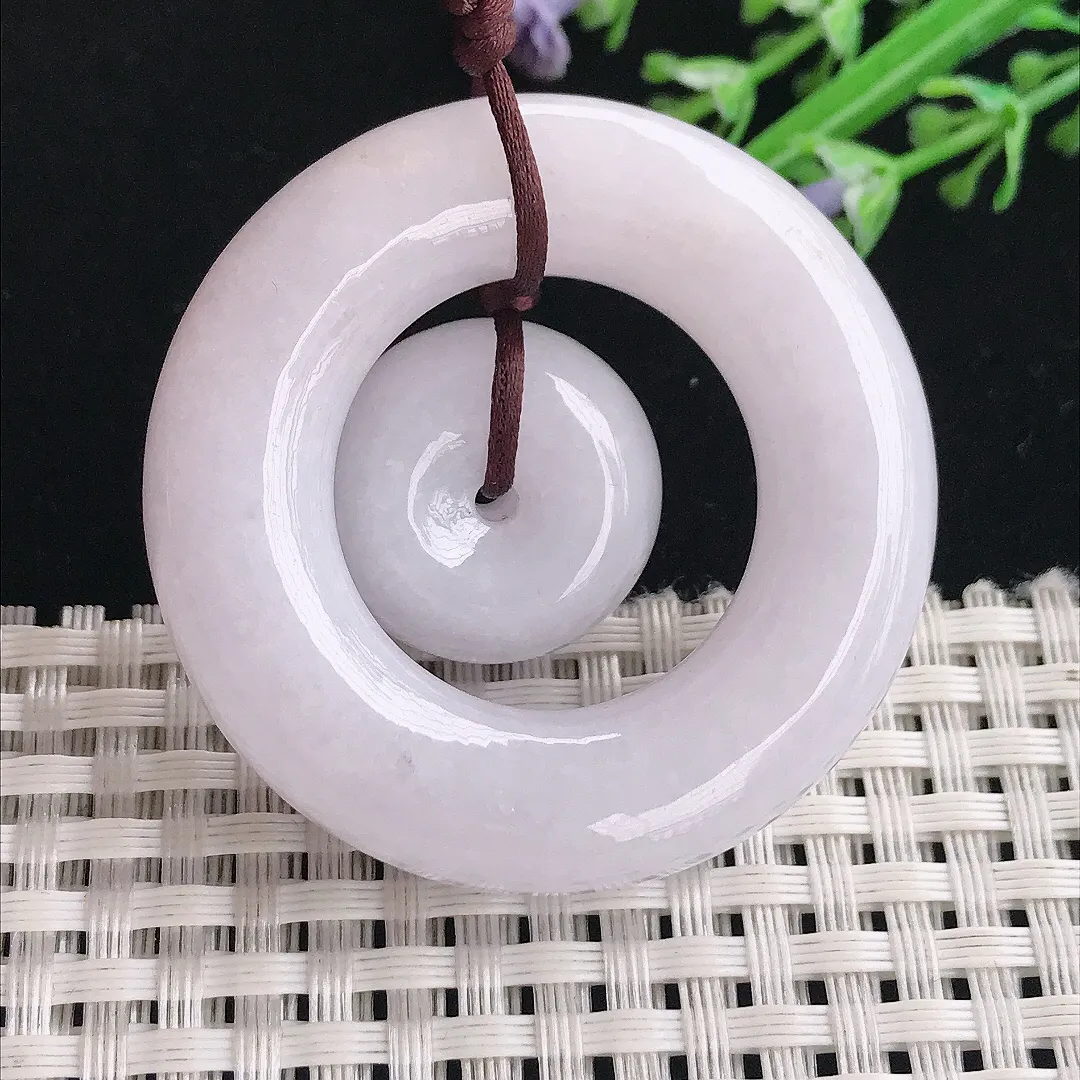 实拍A货翡翠45/10.6老坑秀气温润母子扣吊坠正装翡翠挂件