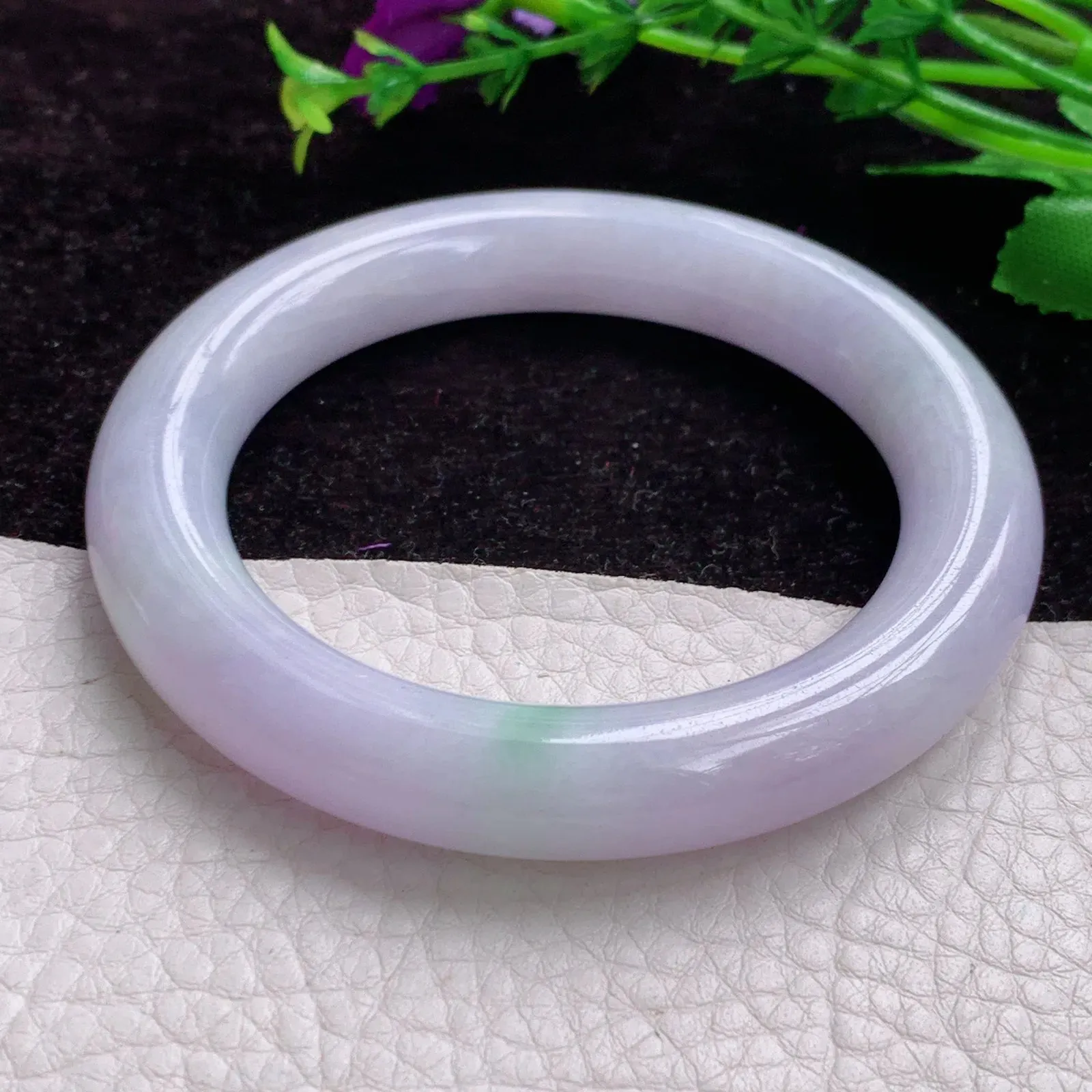 faa实拍 56.5*10.5*缅甸翡翠手镯紫罗兰百搭圆条手镯 美人镯 福镯