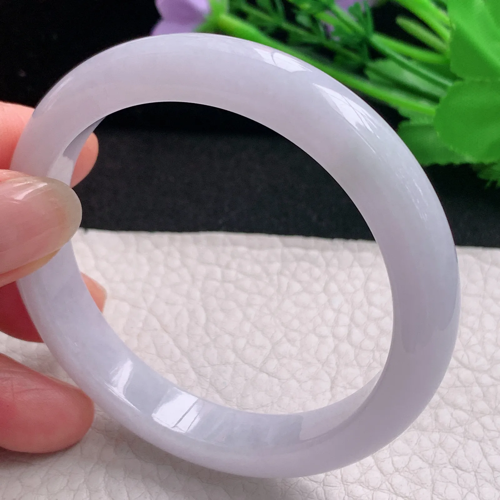 ss实拍54.5*10.8*7.6平安镯 天然缅甸翡翠A货玉手镯淡紫宽边玉手环