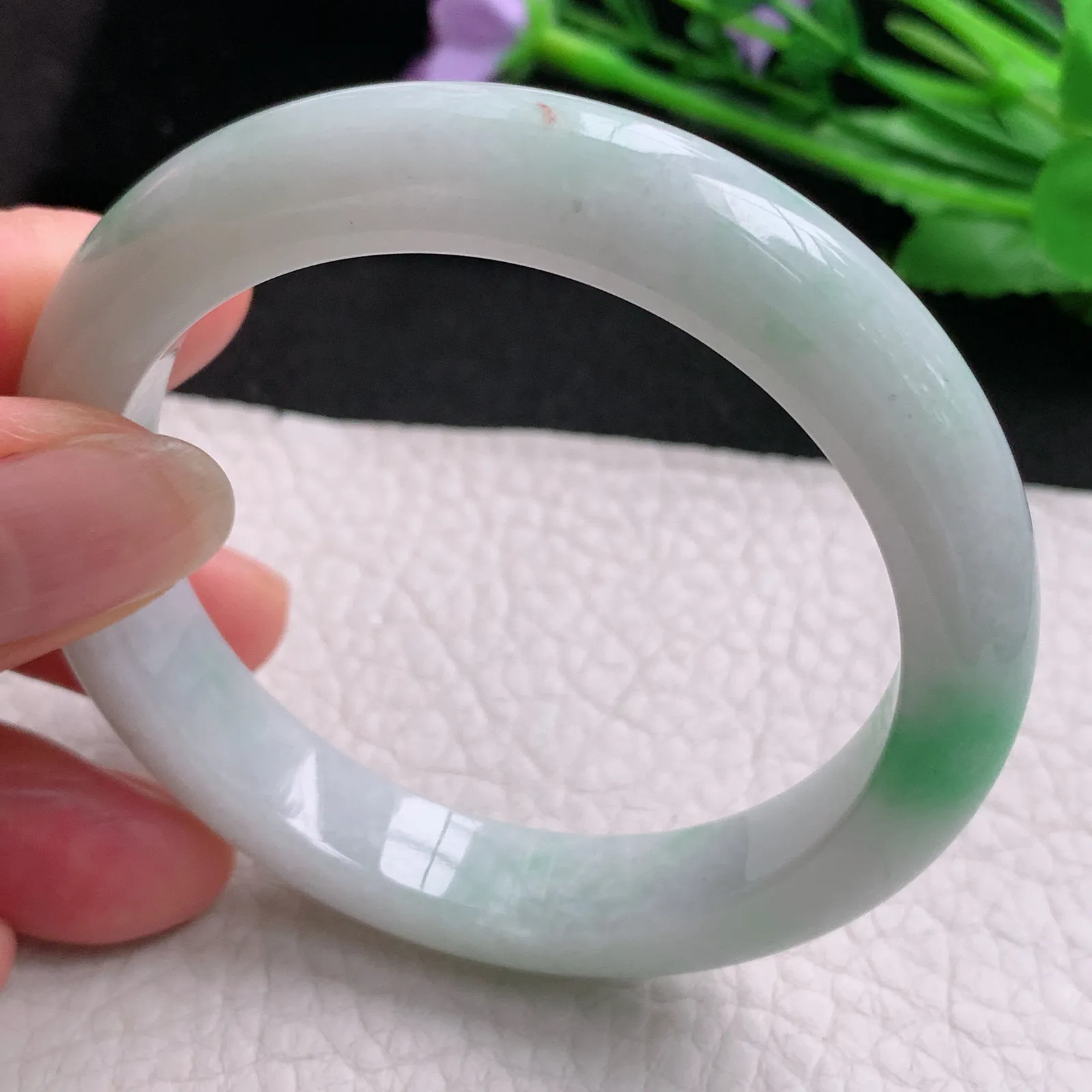 nr实拍54.5*10.5*8平安镯 天然缅甸翡翠A货玉手镯飘绿秀气宽边玉手环