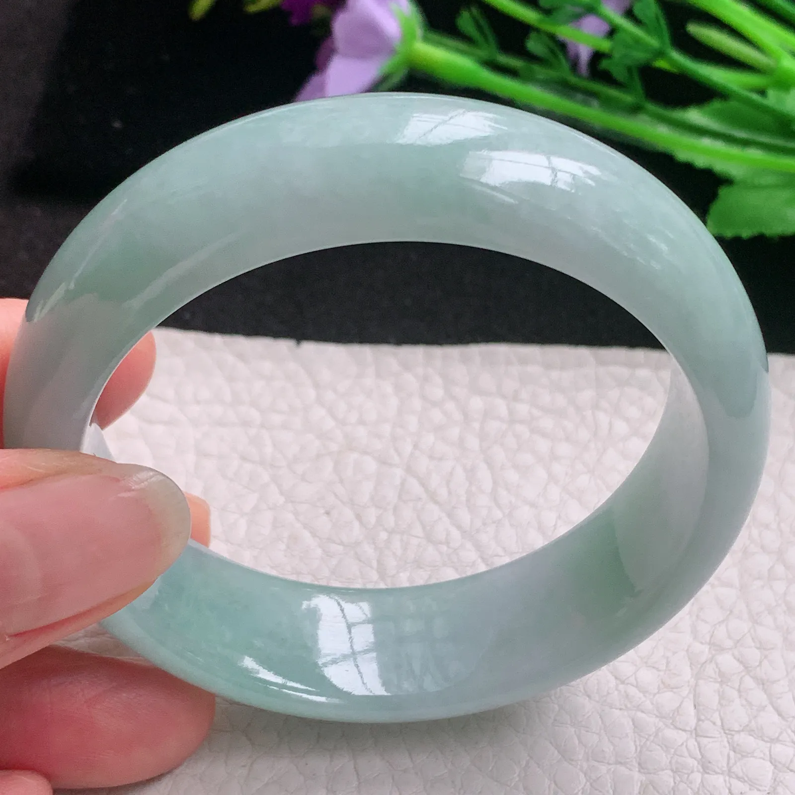nr实拍55.5*17*8轮胎镯 天然缅甸翡翠A货玉手镯清新大气宽边玉手环