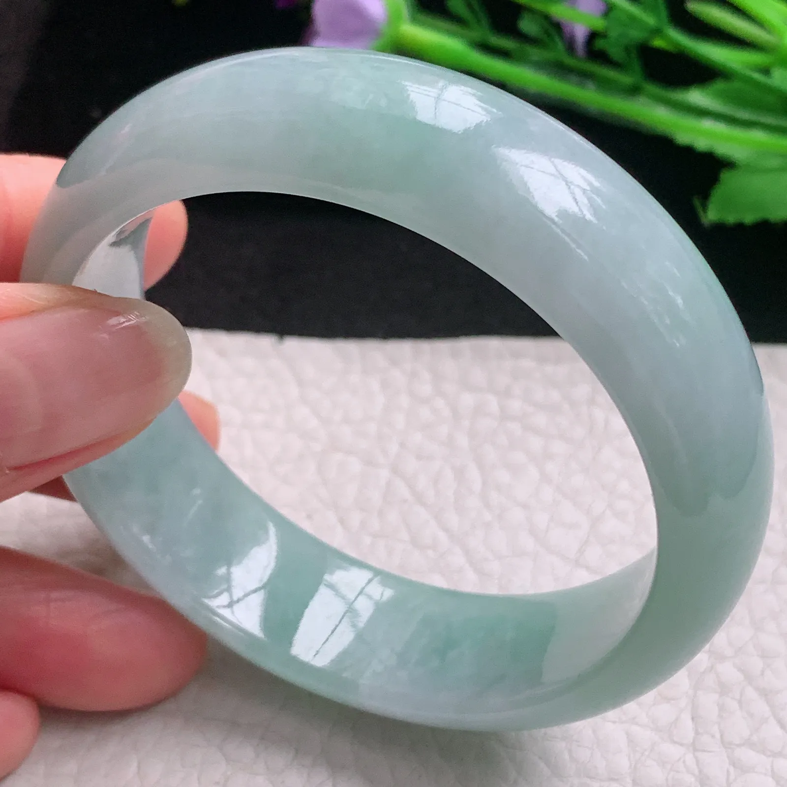 nr实拍55.5*17*8轮胎镯 天然缅甸翡翠A货玉手镯清新大气宽边玉手环