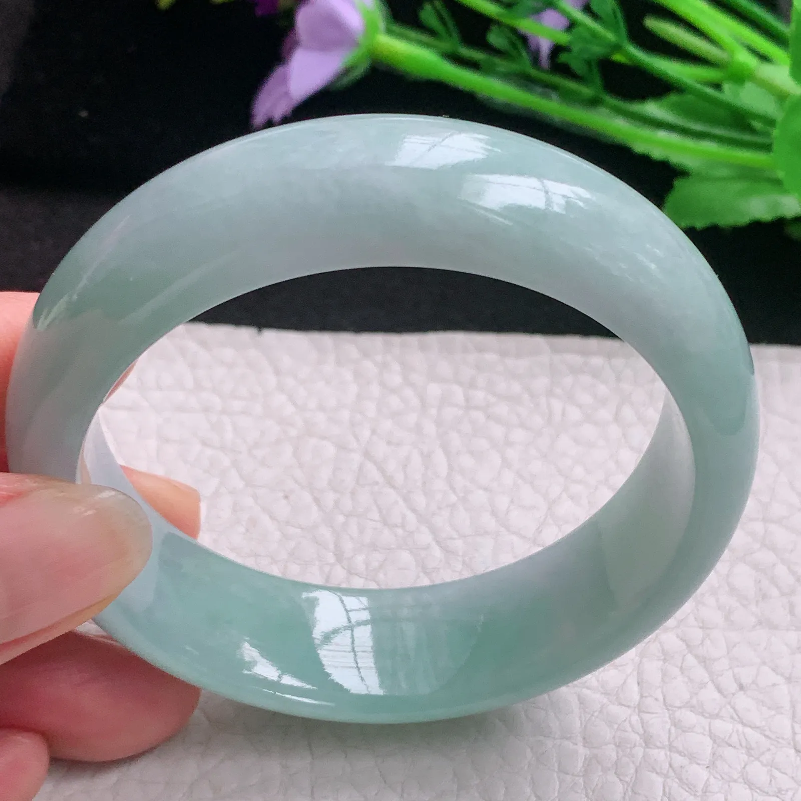 nr实拍55.5*17*8轮胎镯 天然缅甸翡翠A货玉手镯清新大气宽边玉手环