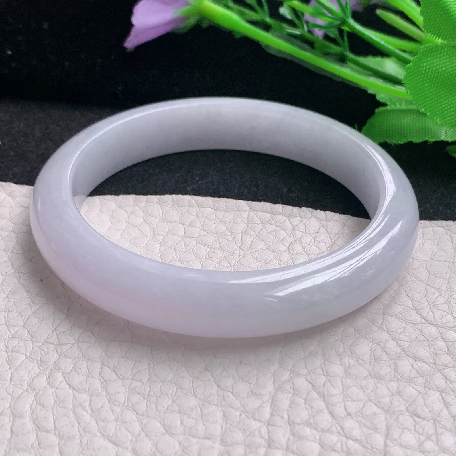 ss实拍54.5*10.8*7.6平安镯 天然缅甸翡翠A货玉手镯淡紫宽边玉手环