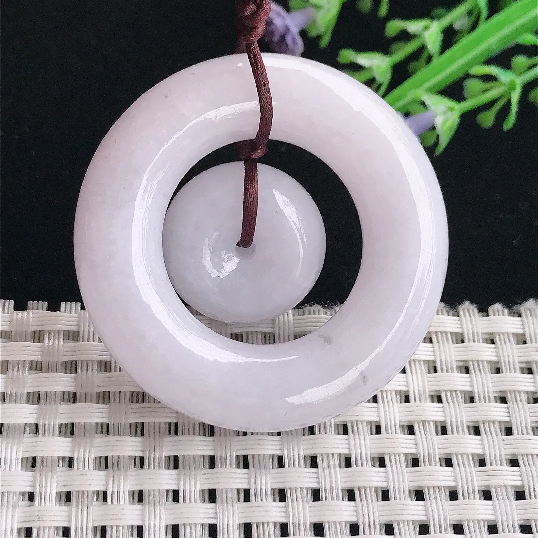 实拍A货翡翠45/10.6老坑秀气温润母子扣吊坠正装翡翠挂件