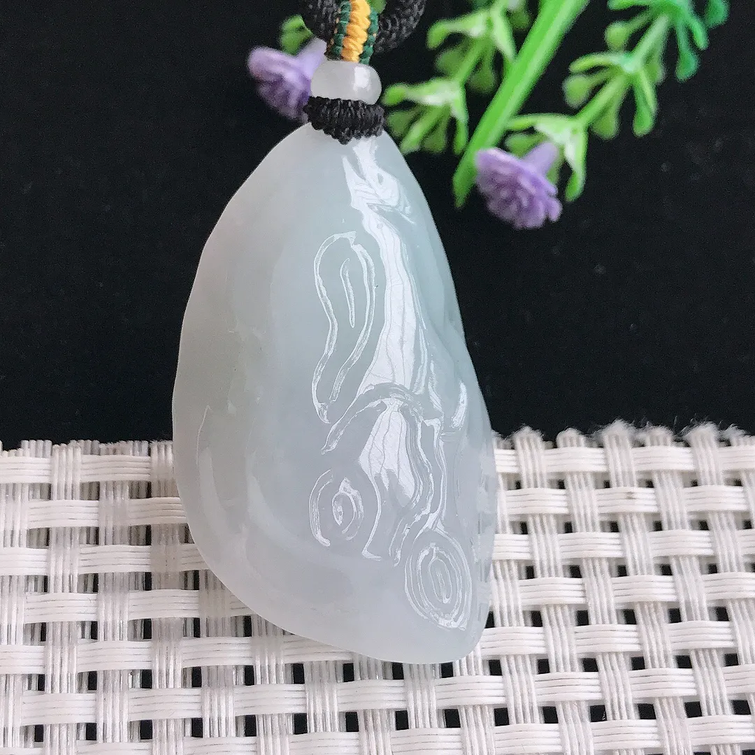 实拍A货翡翠44.8/27.8/14.5老坑冰润水灵原石随行吊坠翡翠挂件