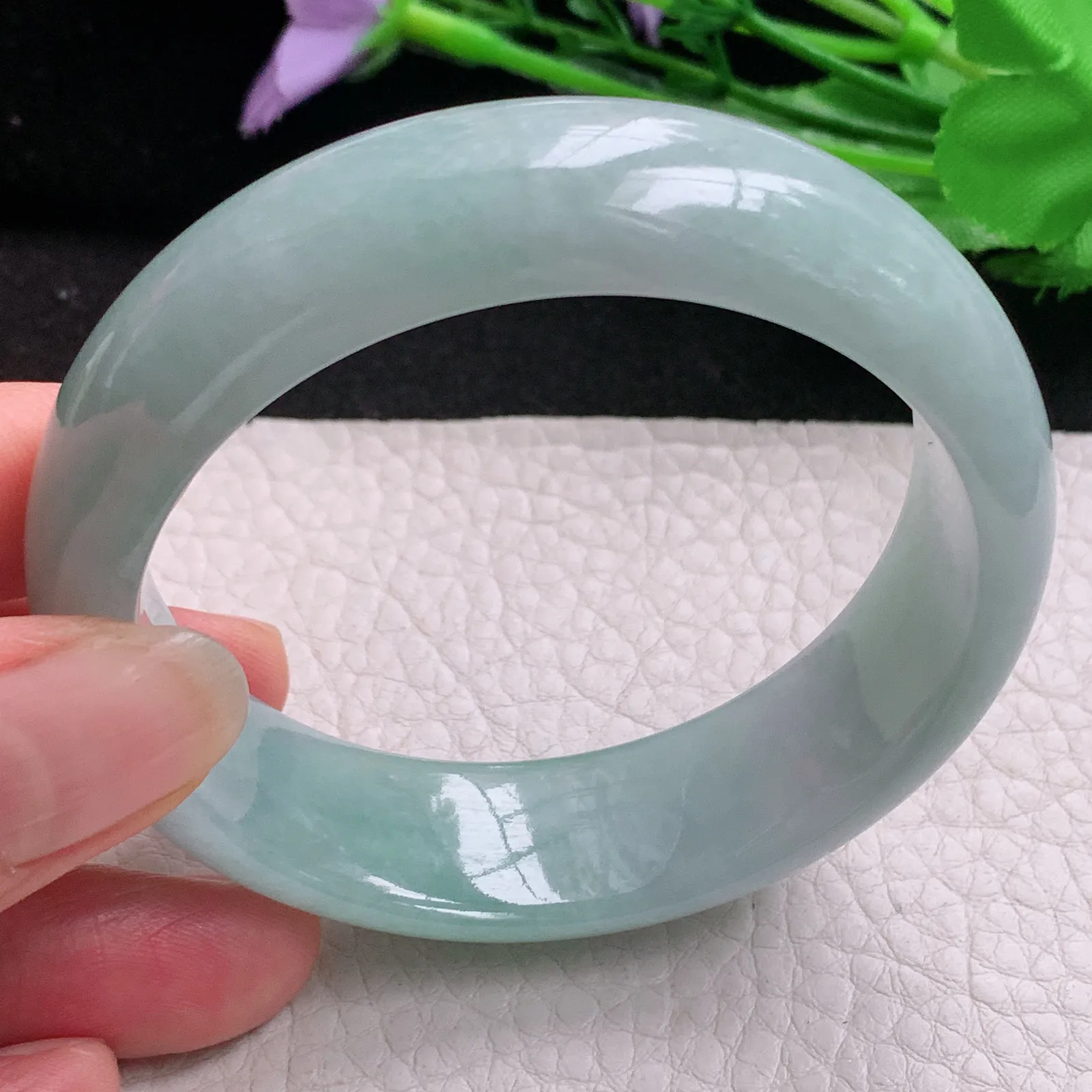 nr实拍55.5*17*8轮胎镯 天然缅甸翡翠A货玉手镯清新大气宽边玉手环