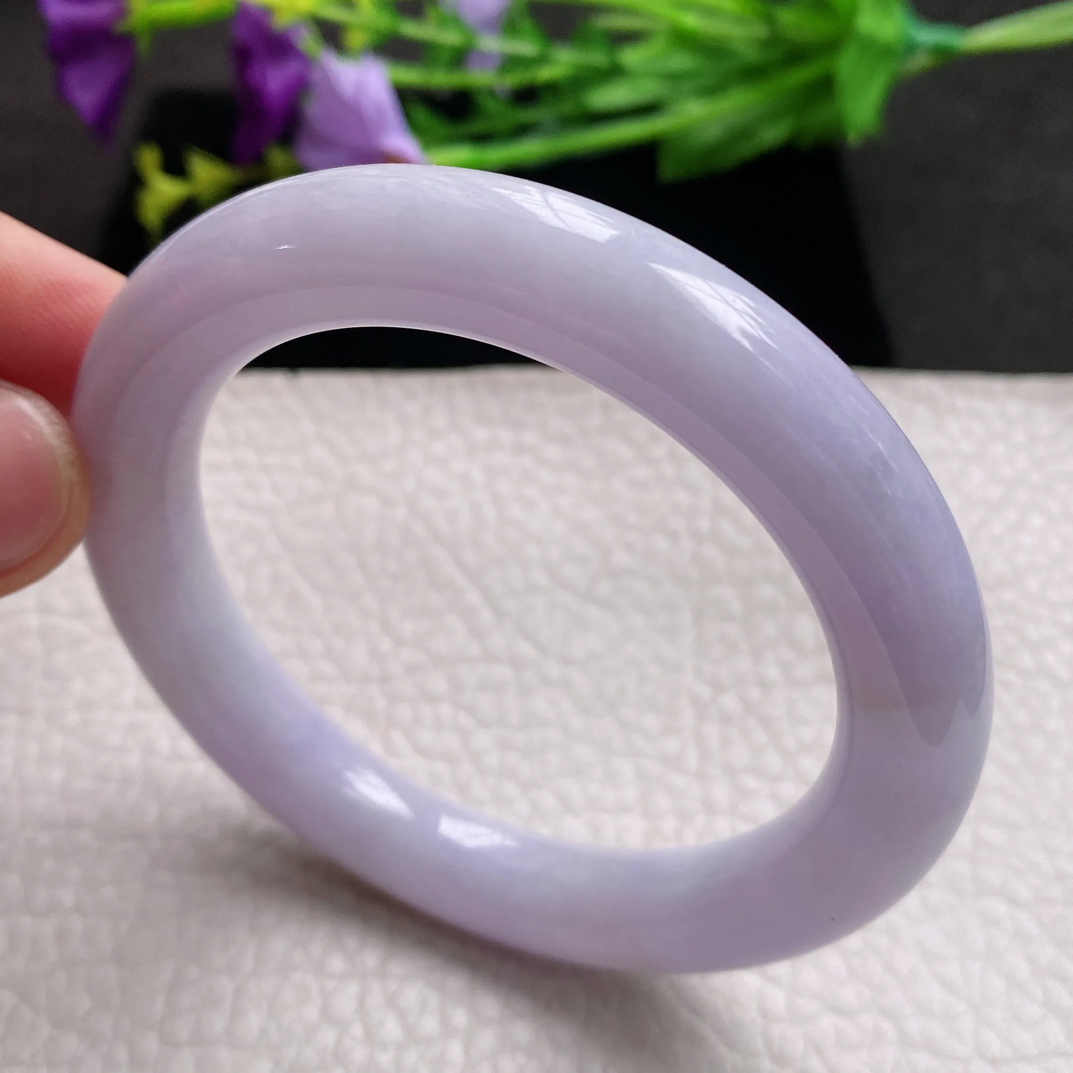 faa实拍 56.5*10.5*缅甸翡翠手镯紫罗兰百搭圆条手镯 美人镯 福镯