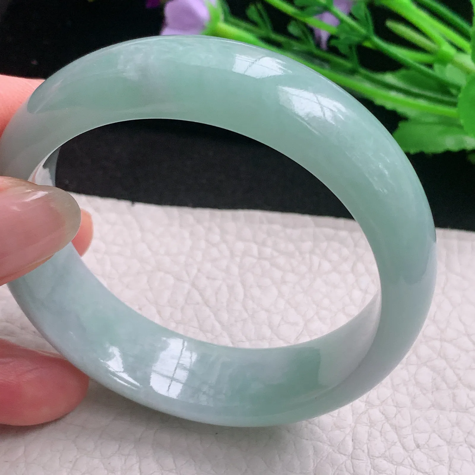 nr实拍55.5*17*8轮胎镯 天然缅甸翡翠A货玉手镯清新大气宽边玉手环