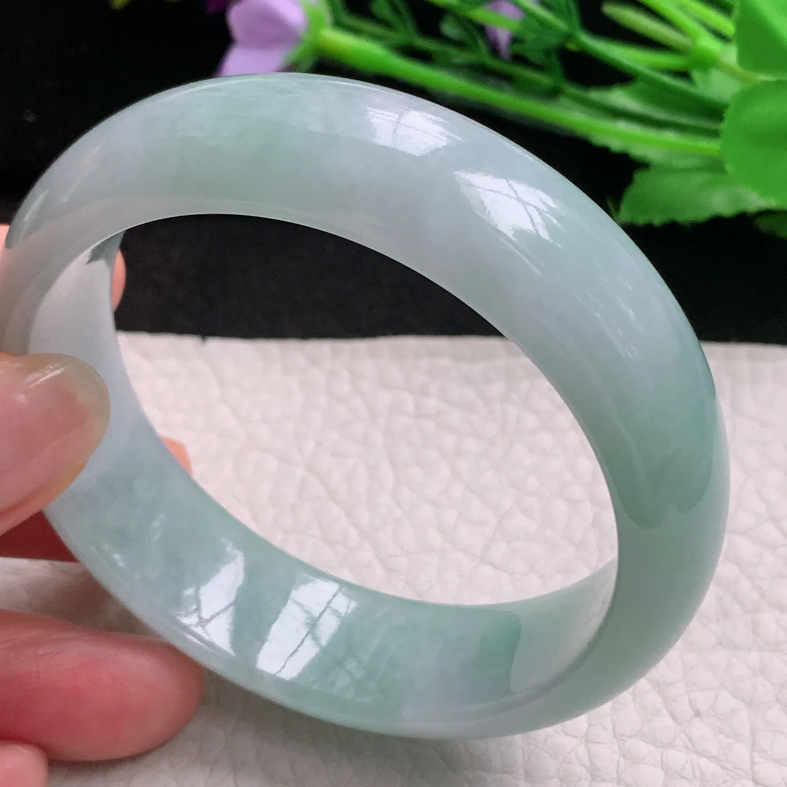 nr实拍55.5*17*8轮胎镯 天然缅甸翡翠A货玉手镯清新大气宽边玉手环