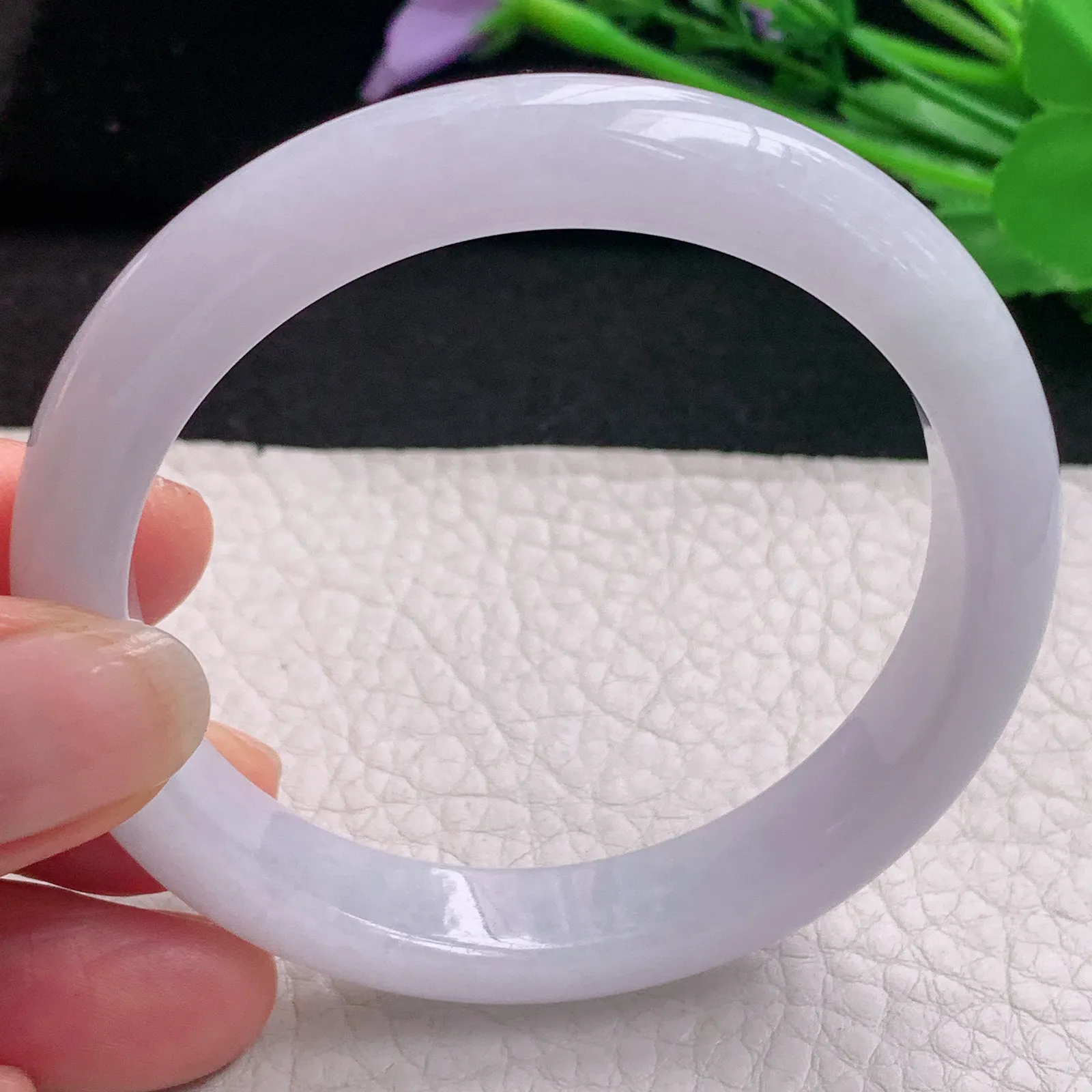 ss实拍54.5*10.8*7.6平安镯 天然缅甸翡翠A货玉手镯淡紫宽边玉手环