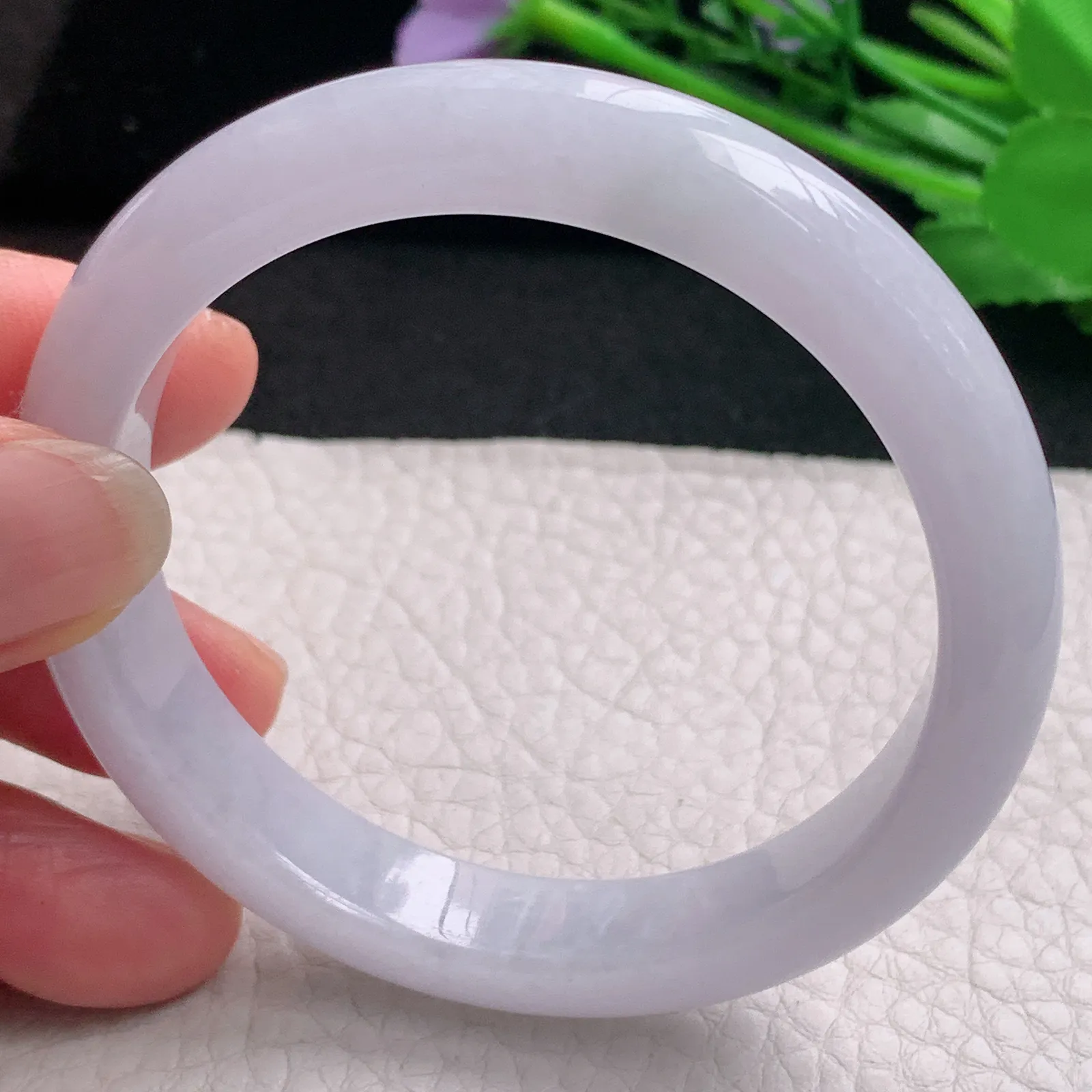 ss实拍54.5*10.8*7.6平安镯 天然缅甸翡翠A货玉手镯淡紫宽边玉手环