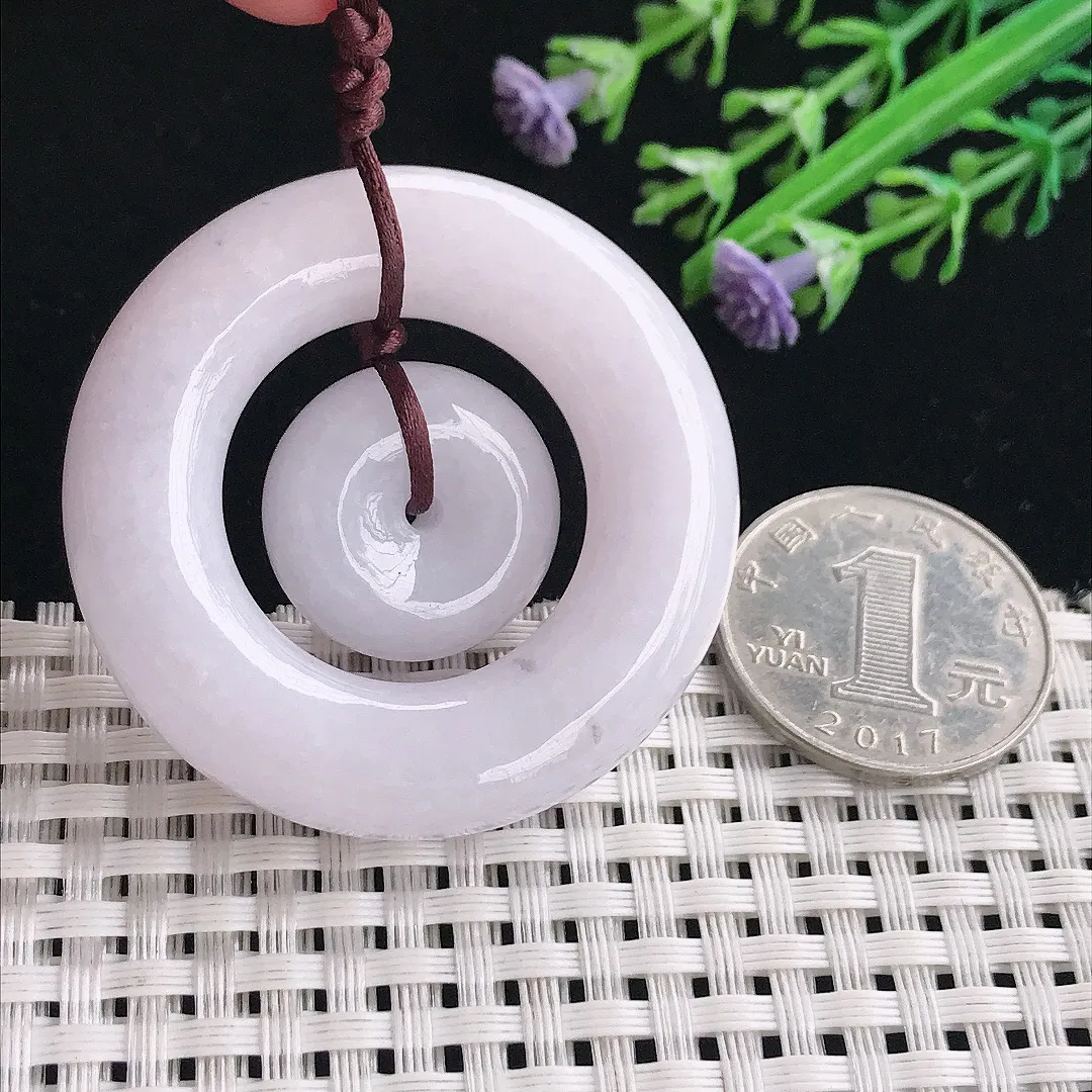 实拍A货翡翠45/10.6老坑秀气温润母子扣吊坠正装翡翠挂件