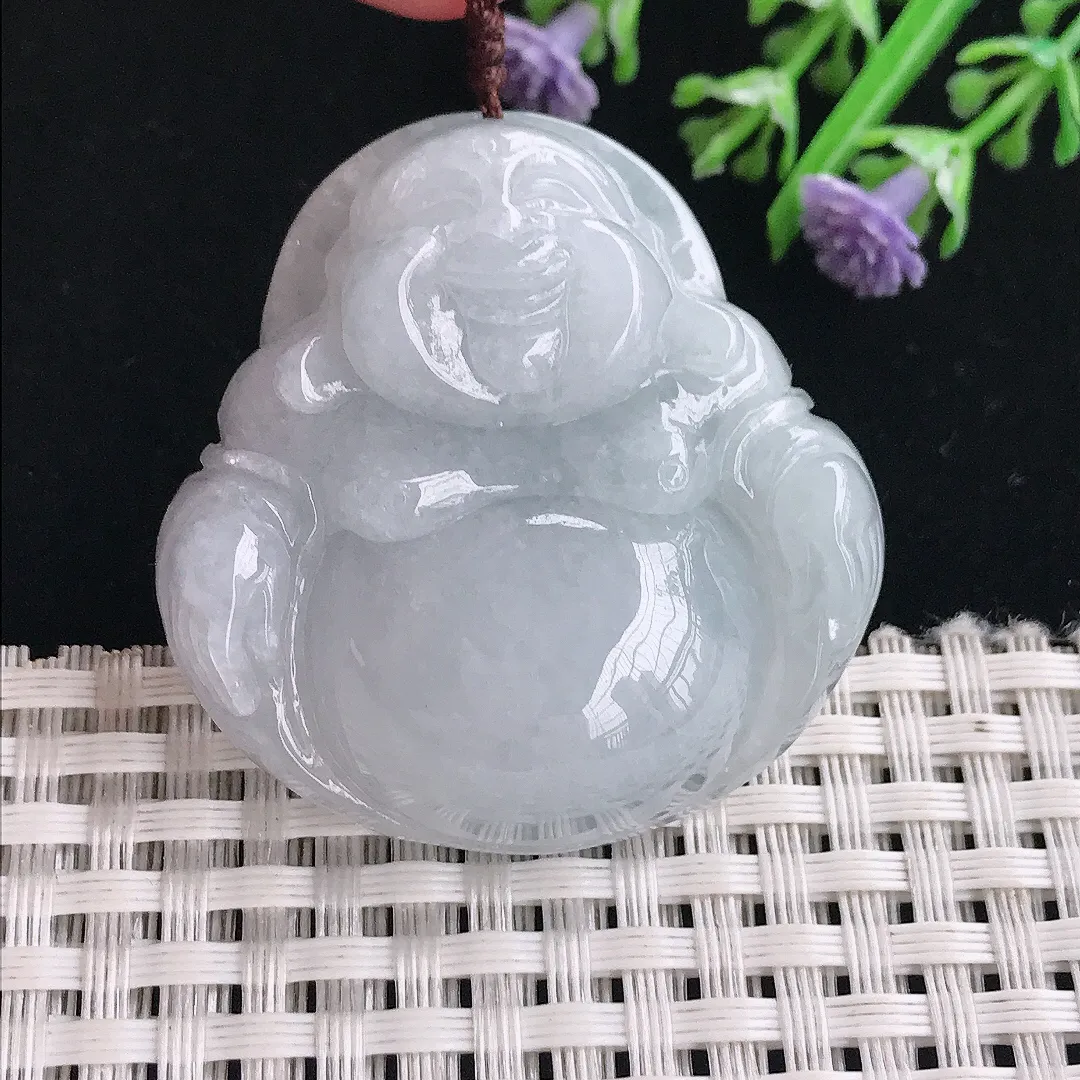 实拍A货翡翠42/41/13老坑秀气温润大佛公吊坠正装翡翠玉佛挂件
