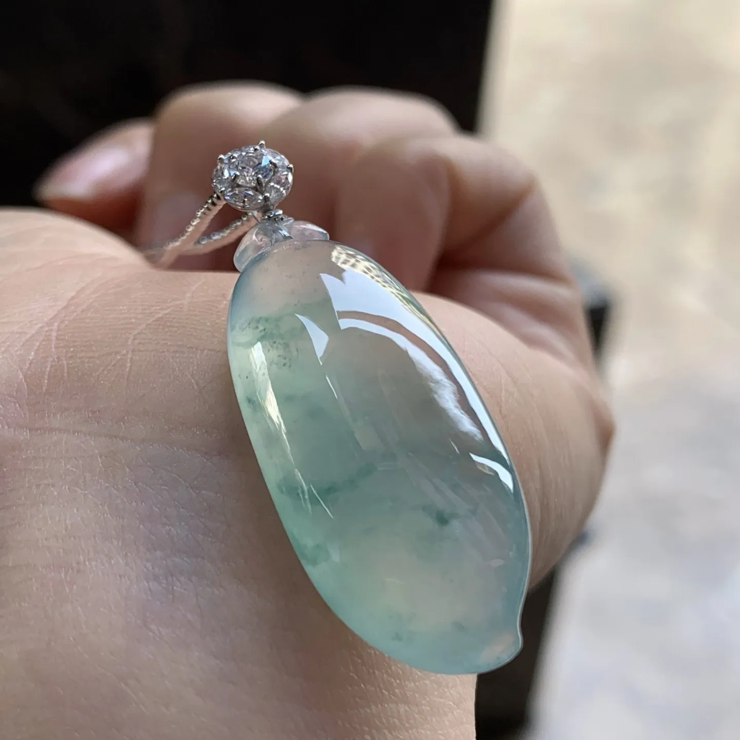 金扣冰蓝花福瓜^_^冰透 尺寸33.6