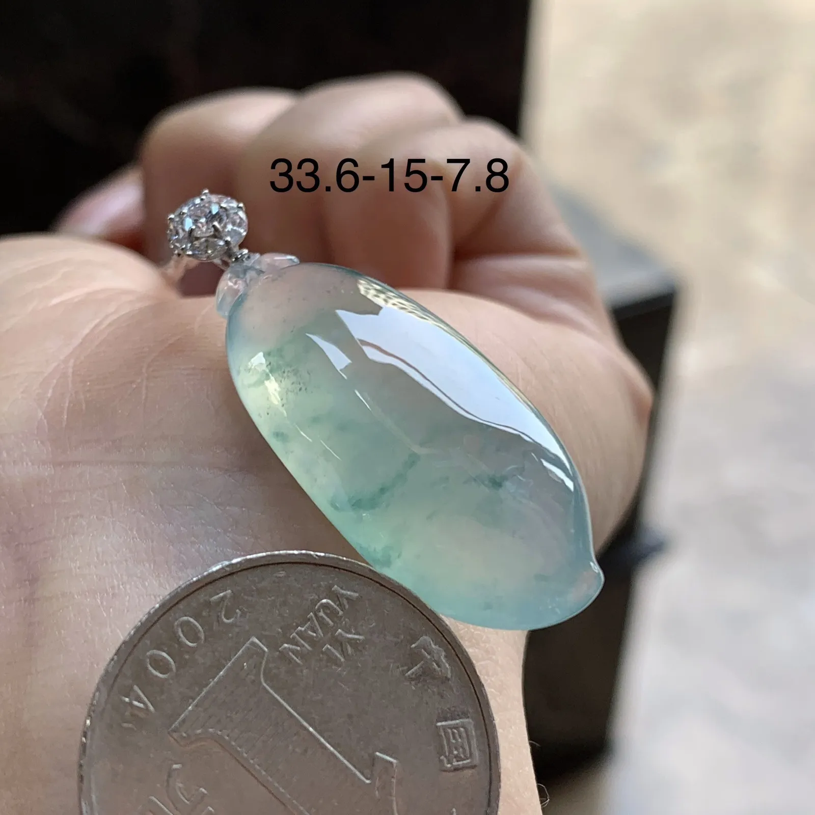 金扣冰蓝花福瓜^_^冰透 尺寸33.6