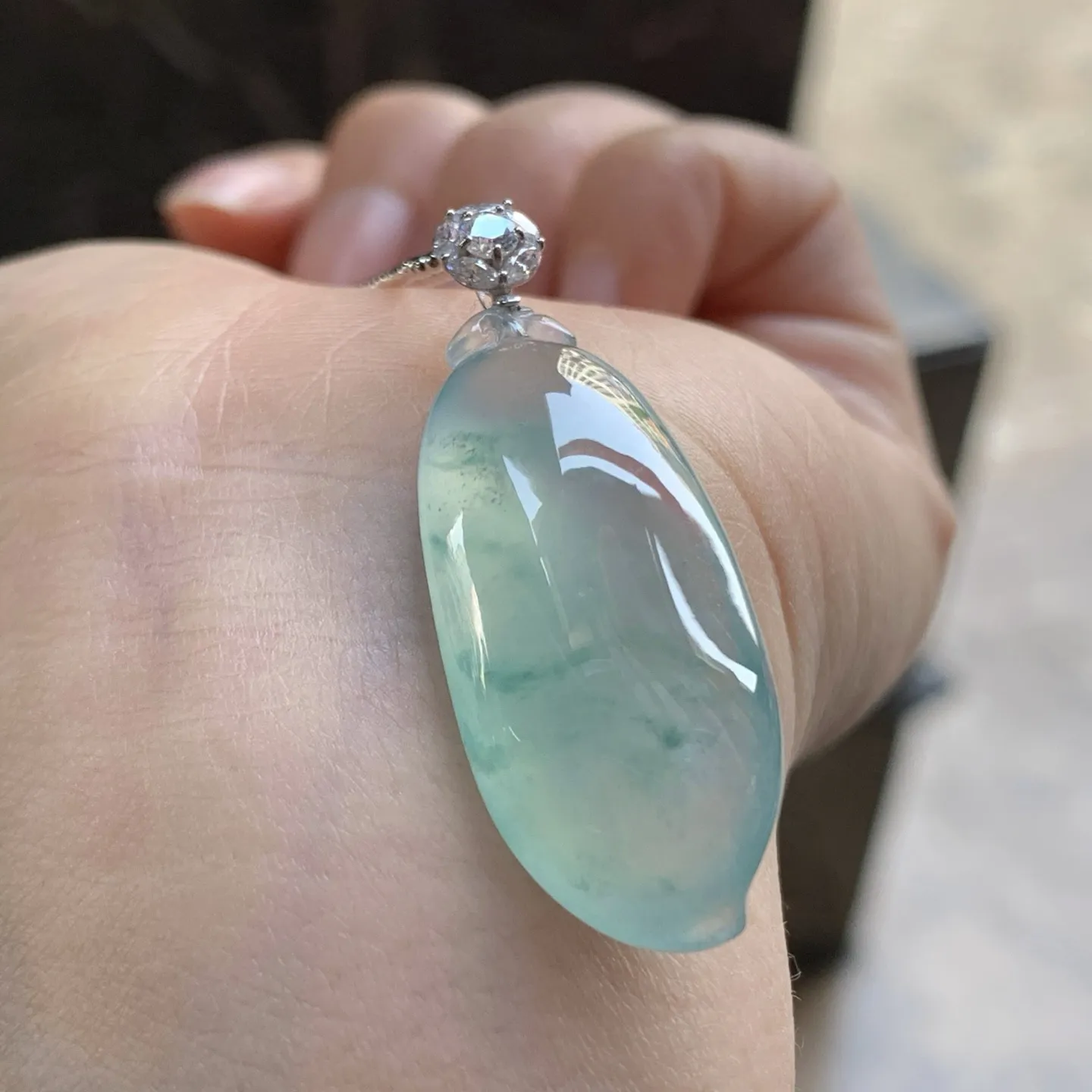 金扣冰蓝花福瓜^_^冰透 尺寸33.6