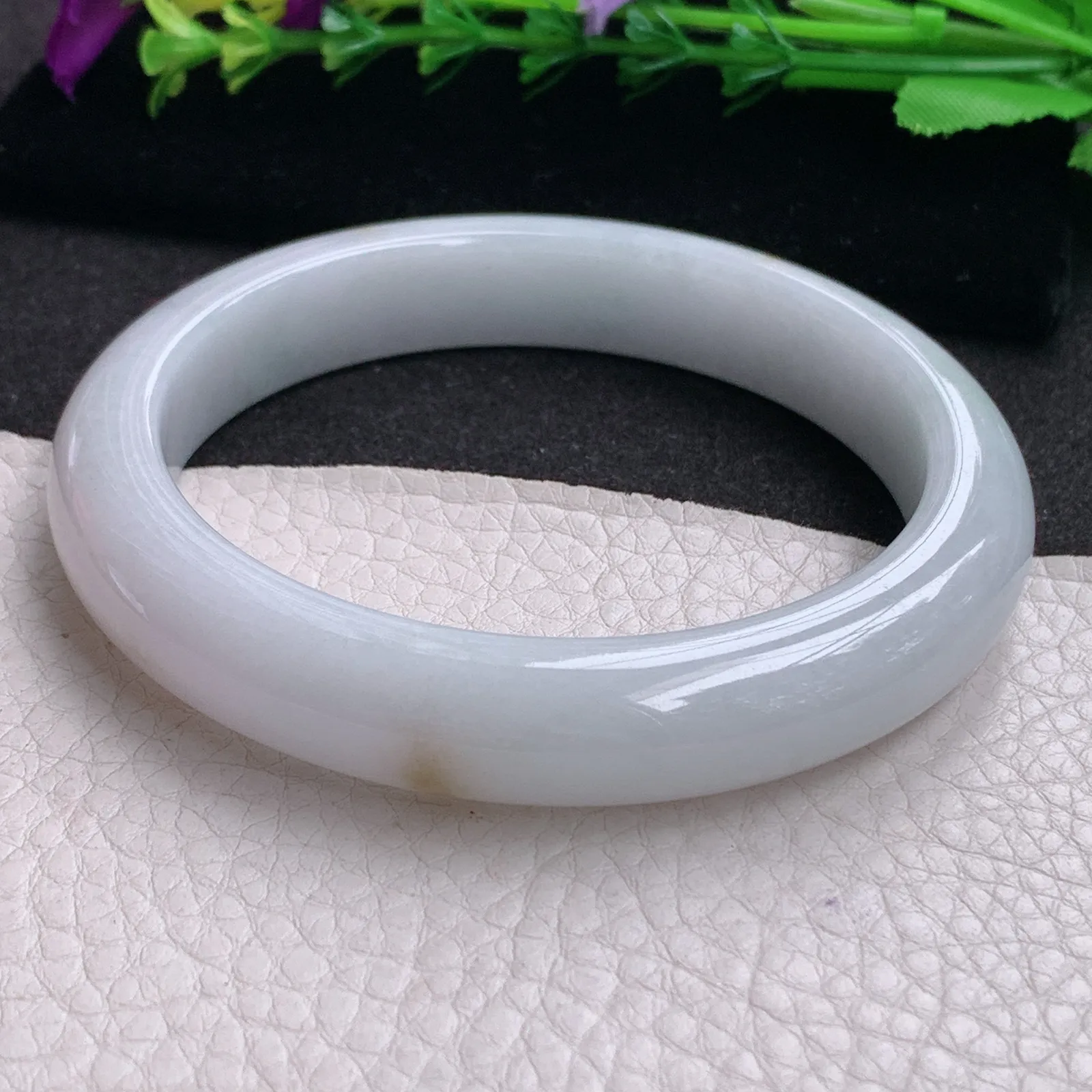 ll大圈口64*12.6*9平安镯 天然缅甸翡翠A货水润洒金宽边玉手环