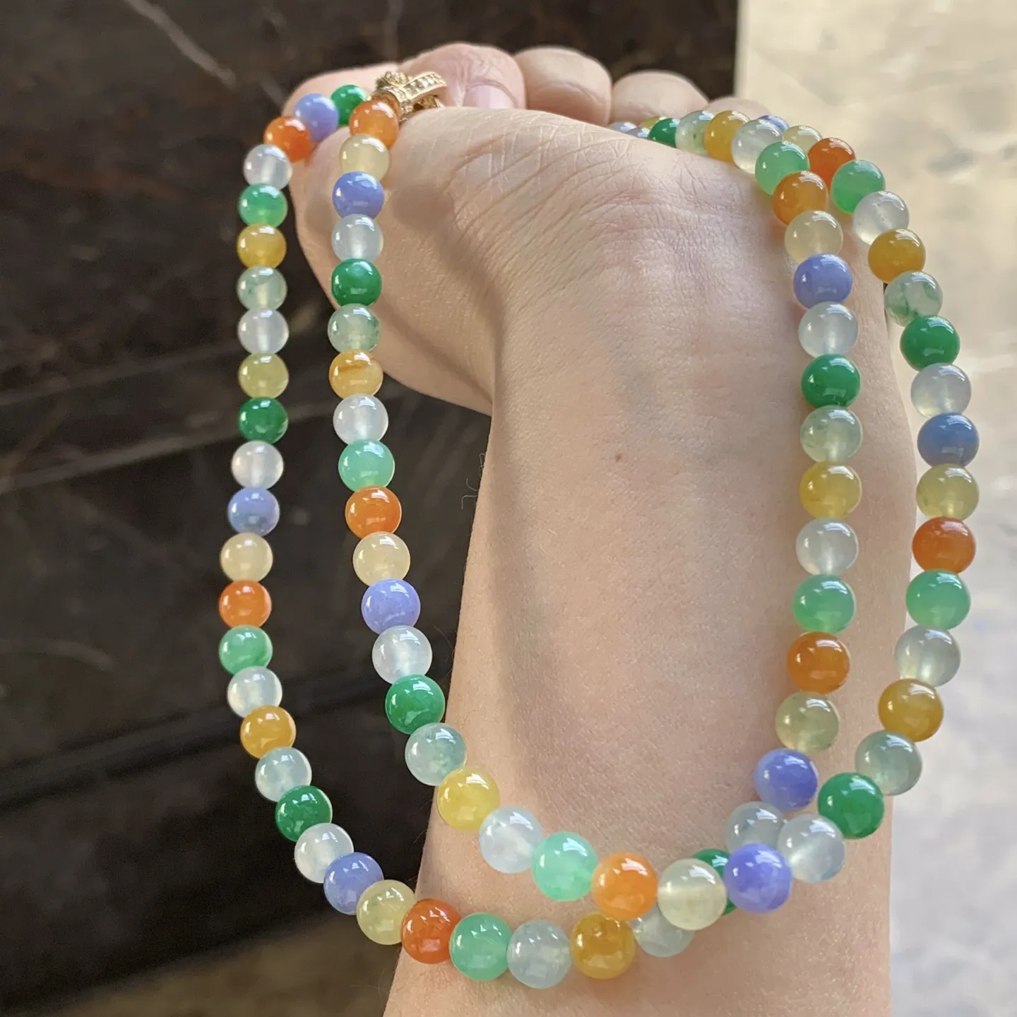 多彩珠链^_^鲜艳 冰透 种水好