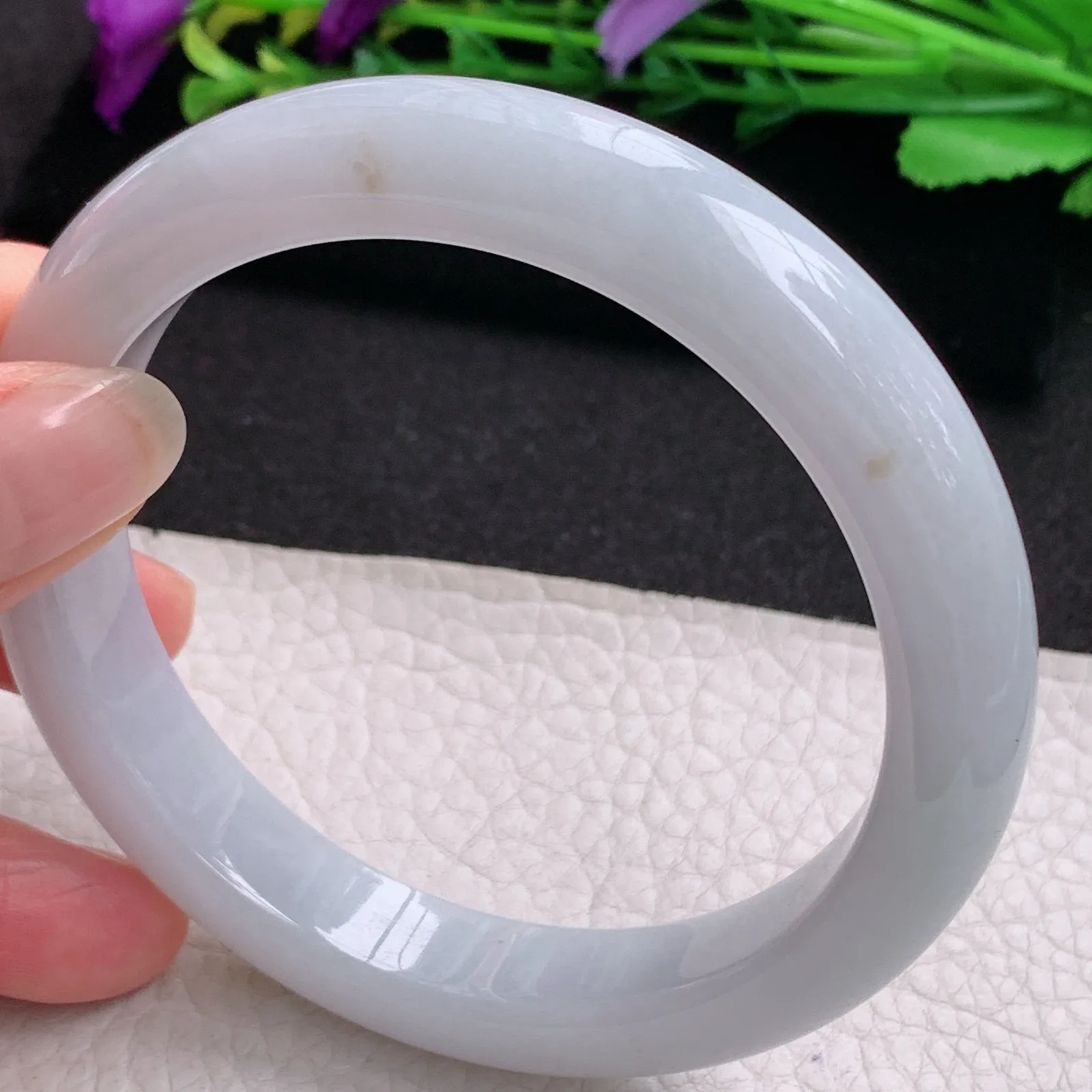 ll大圈口64*12.6*9平安镯 天然缅甸翡翠A货水润洒金宽边玉手环