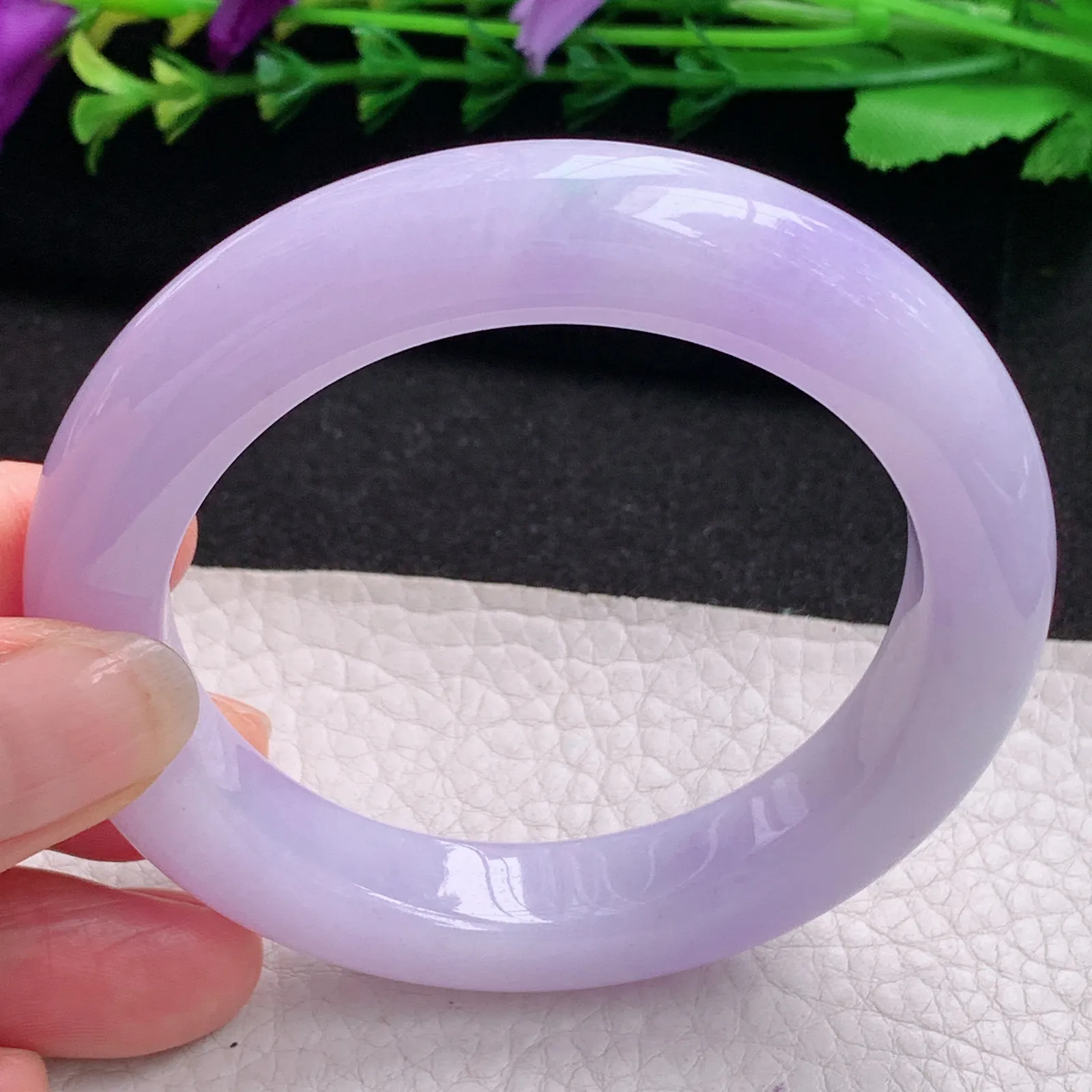 faa梦幻款55*11.5*10平安镯 天然缅甸翡翠A货水润紫罗兰宽边玉手环