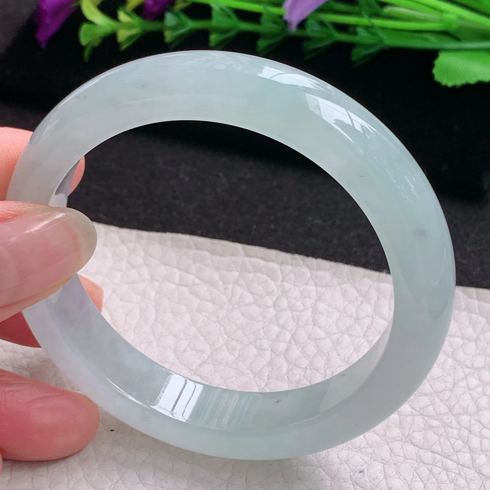 faa年轻款56*12.5*7.7平安镯 天然缅甸翡翠A货冰润晴美宽边玉手环