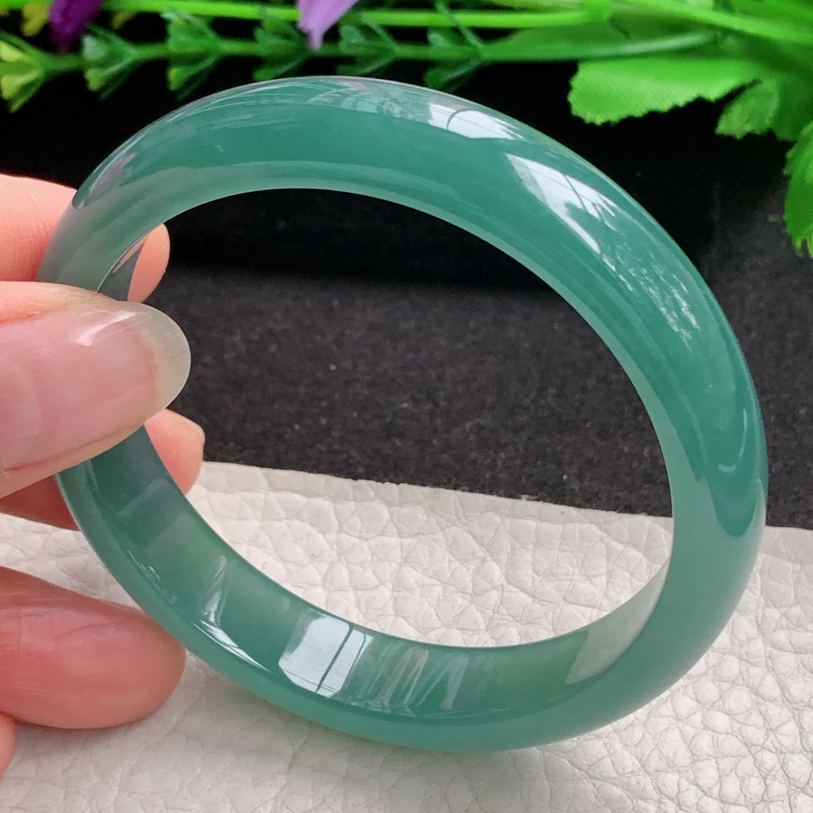 ll年轻款55*11.8*7平安镯 天然翡翠A货冰蓝韵味宽边玉手环