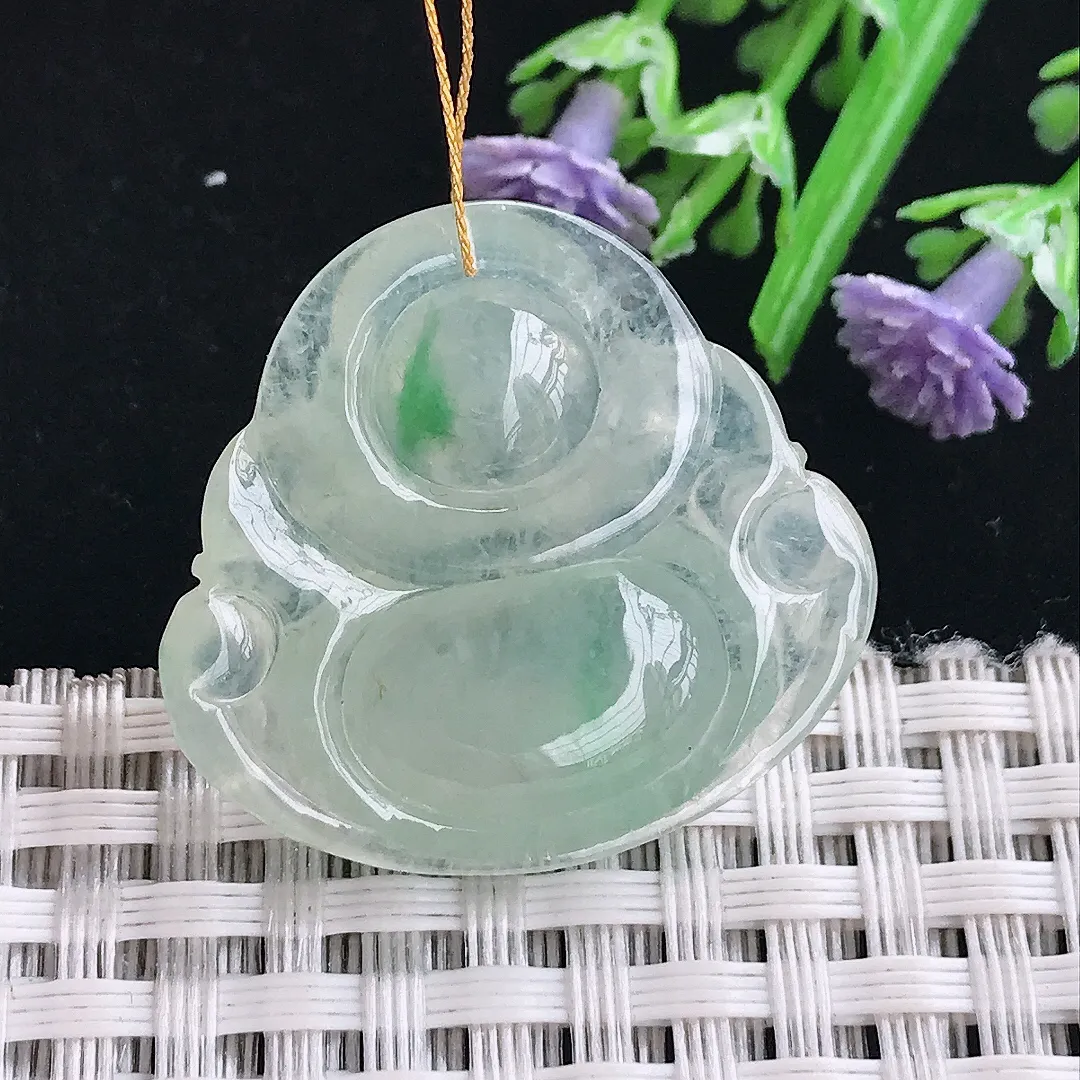 实拍A货翡翠27.2/29.3/6.6老坑冰种起胶冰晴绿佛公吊坠翡翠挂件