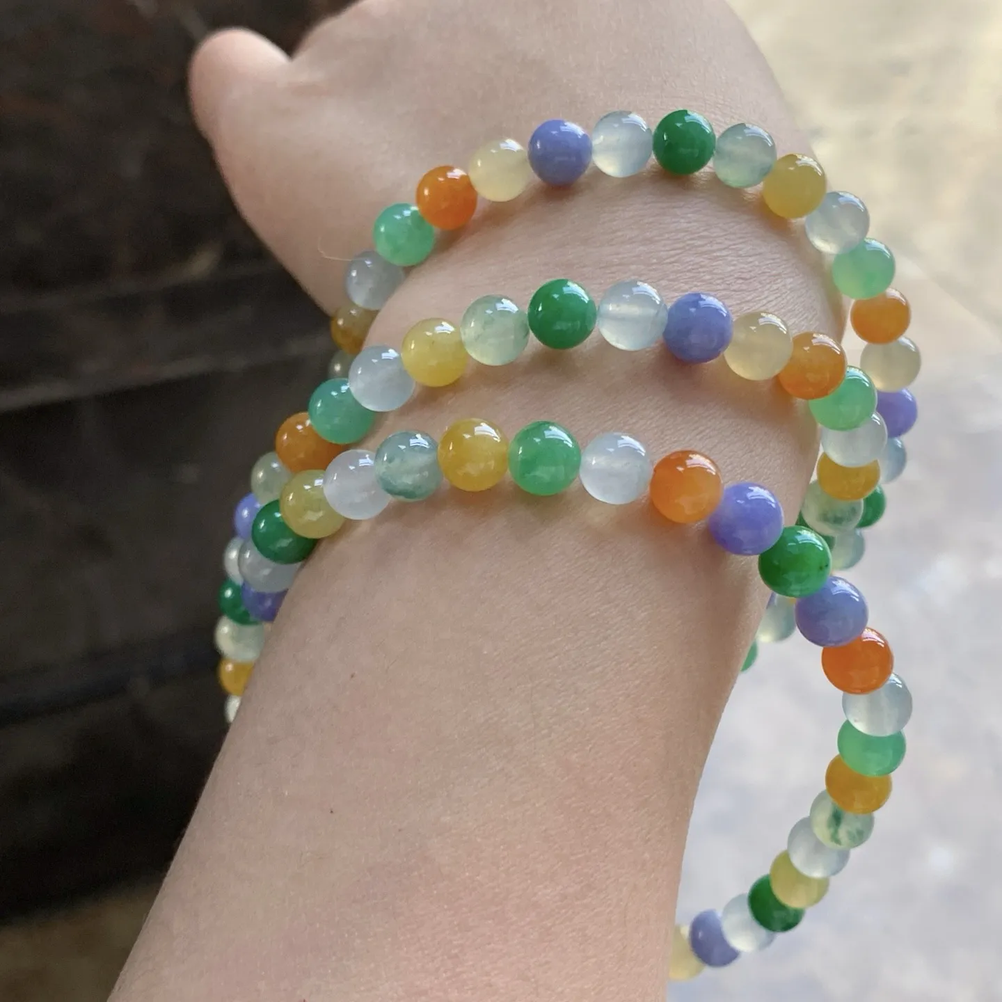 多彩珠链^_^鲜艳 冰透 种水好