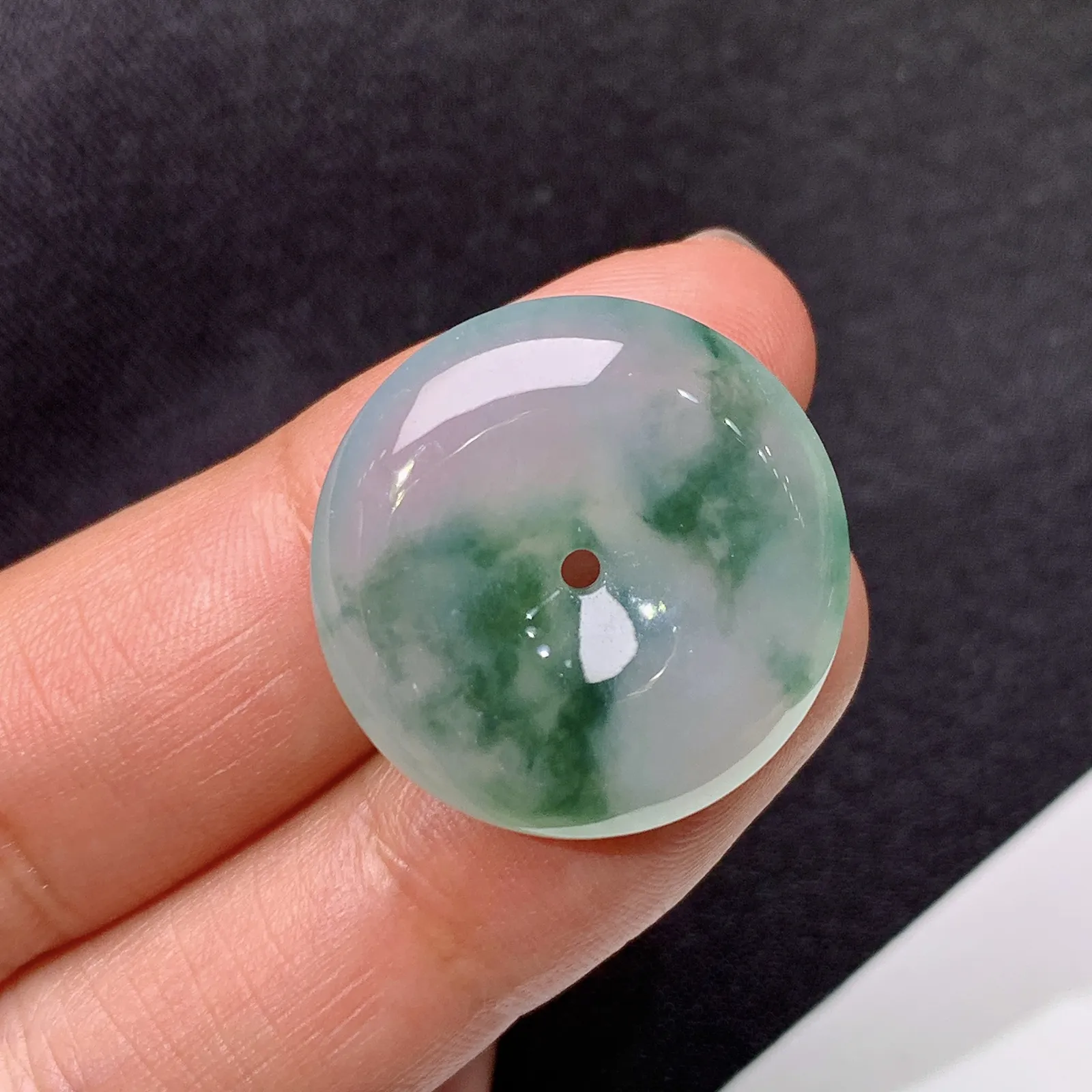 冰飘花平安扣，冰冰润润，玉质细腻，种水足，001 尺寸22.2*5.6