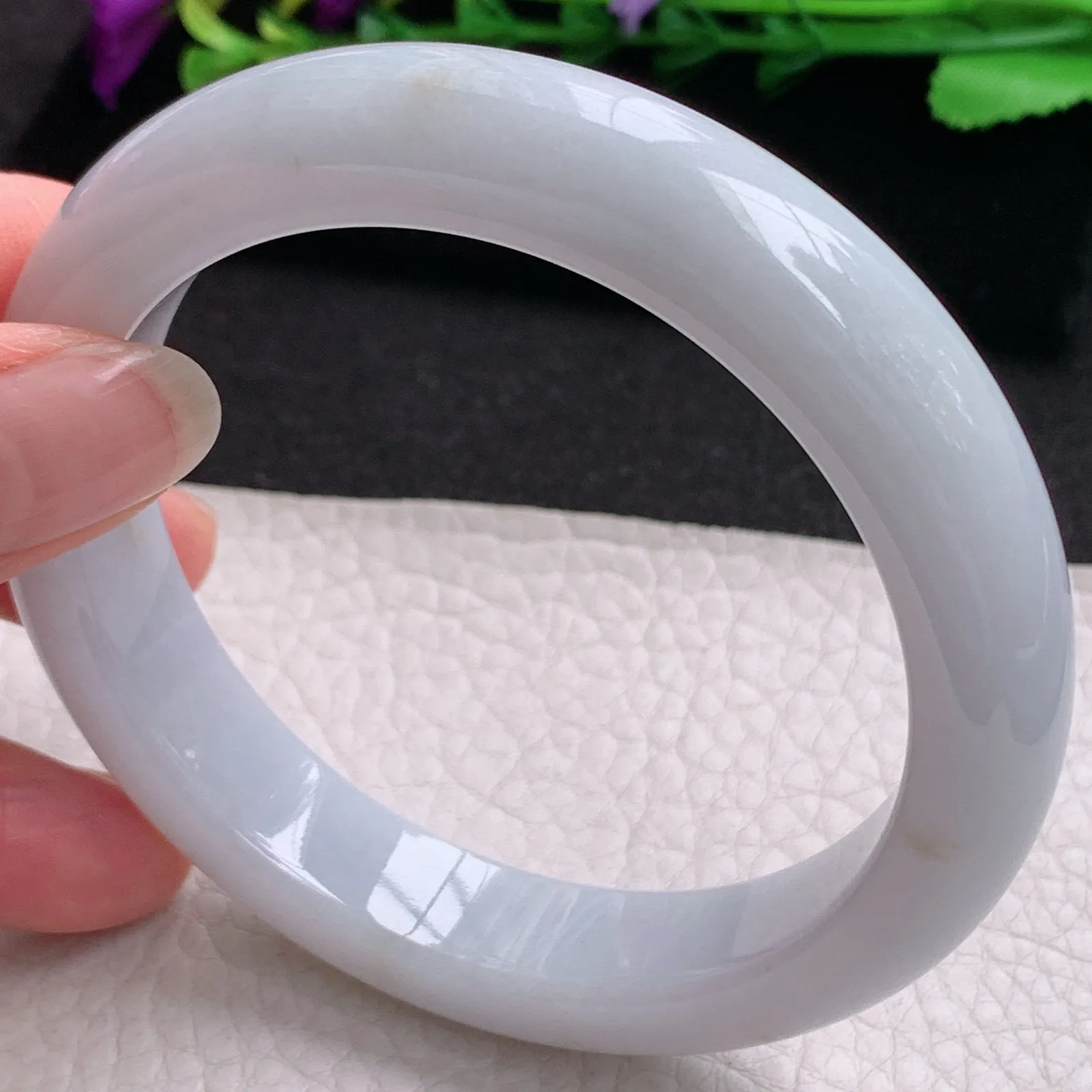 ll大圈口61.2*13.2*9.2平安镯 天然缅甸翡翠A货水润纯美厚装宽边玉手环