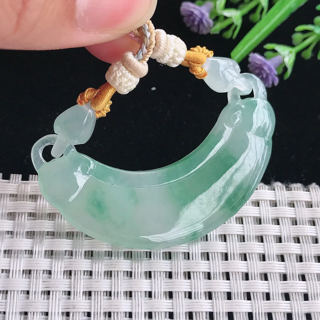 实拍A货翡翠52.6/17/6.2老坑冰胶果冻冰飘花仿古无事牌吊坠翡翠玉挂件