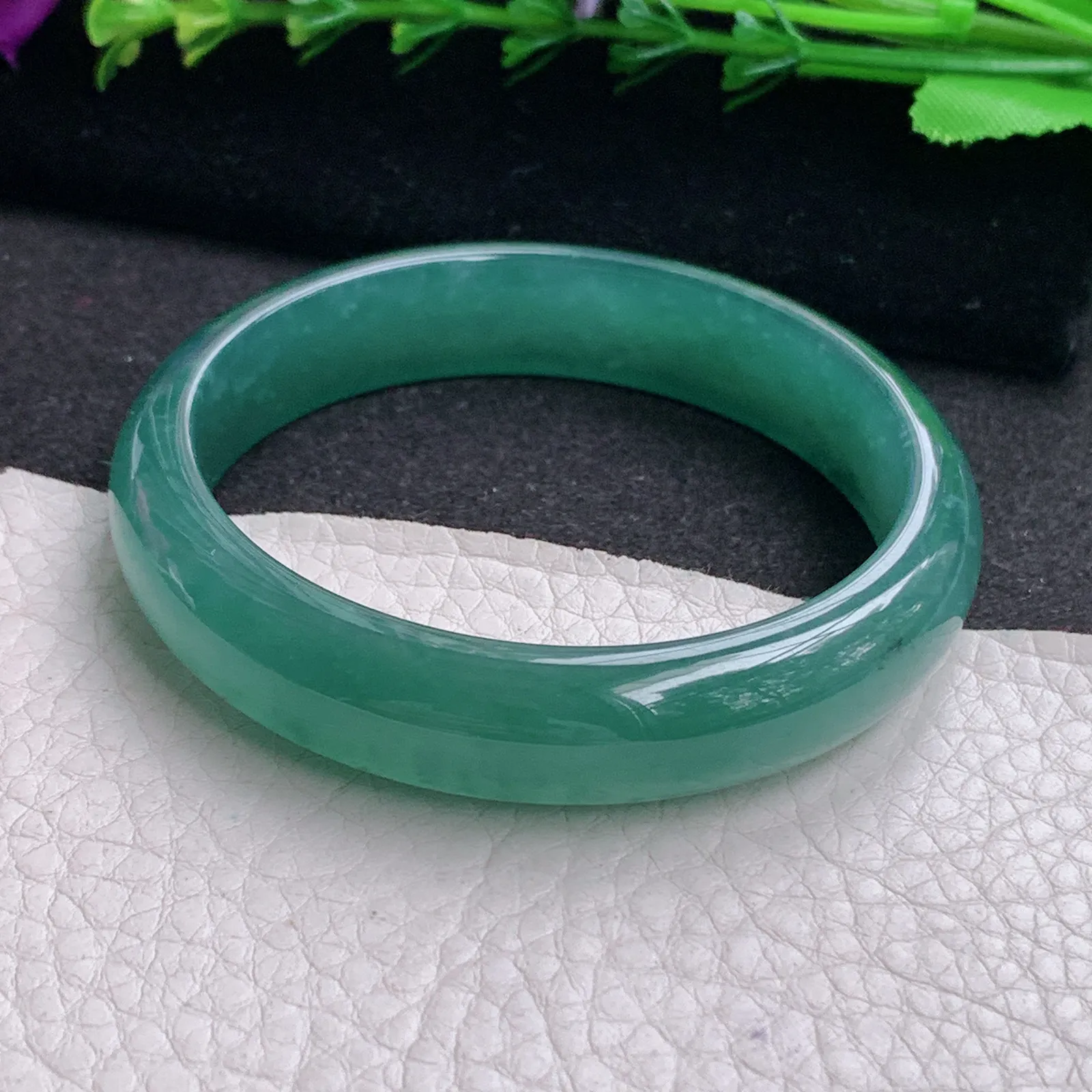 ll韵味款55*12.5*6.6平安镯 天然翡翠A货冰蓝韵味宽边玉手环