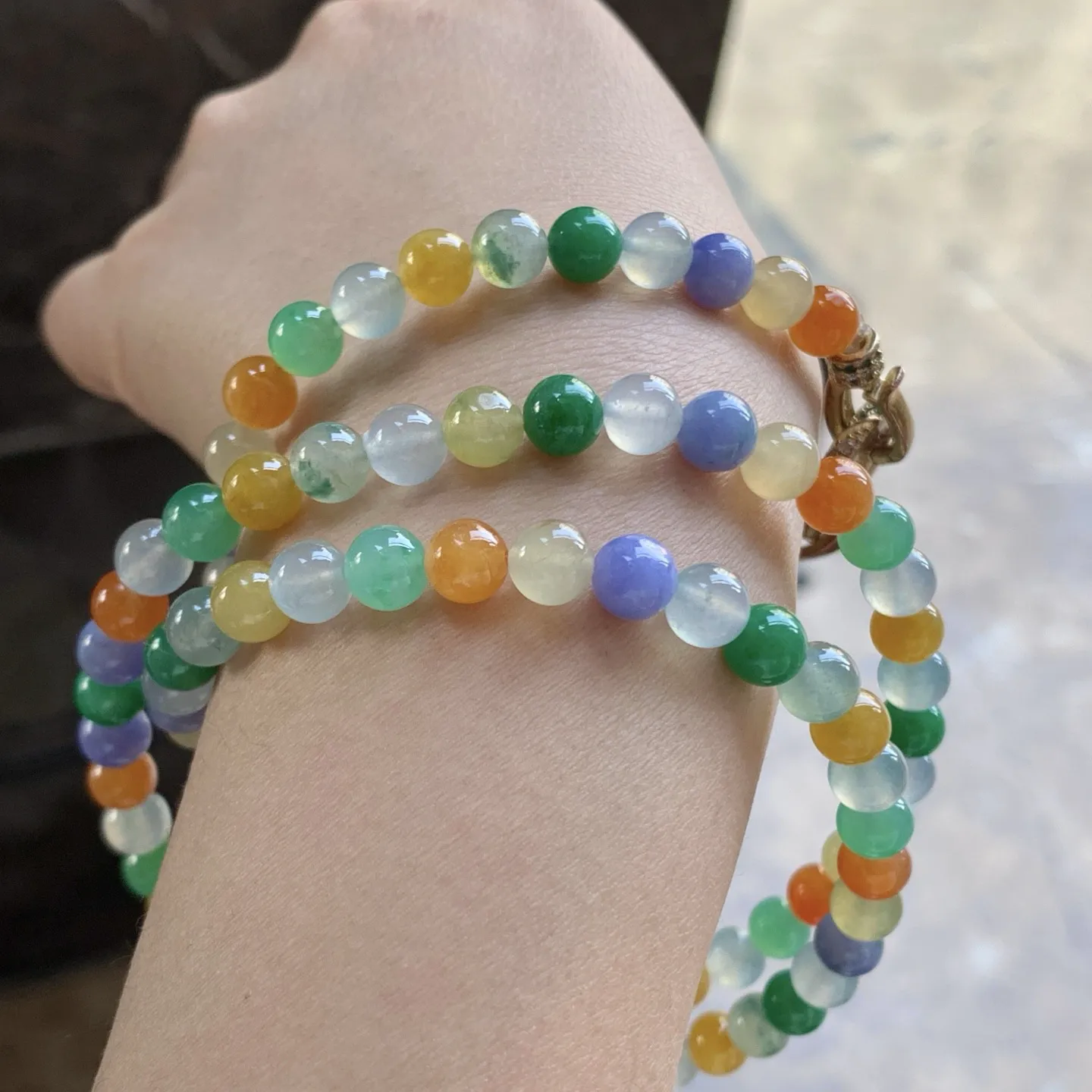 多彩珠链^_^鲜艳 冰透 种水好