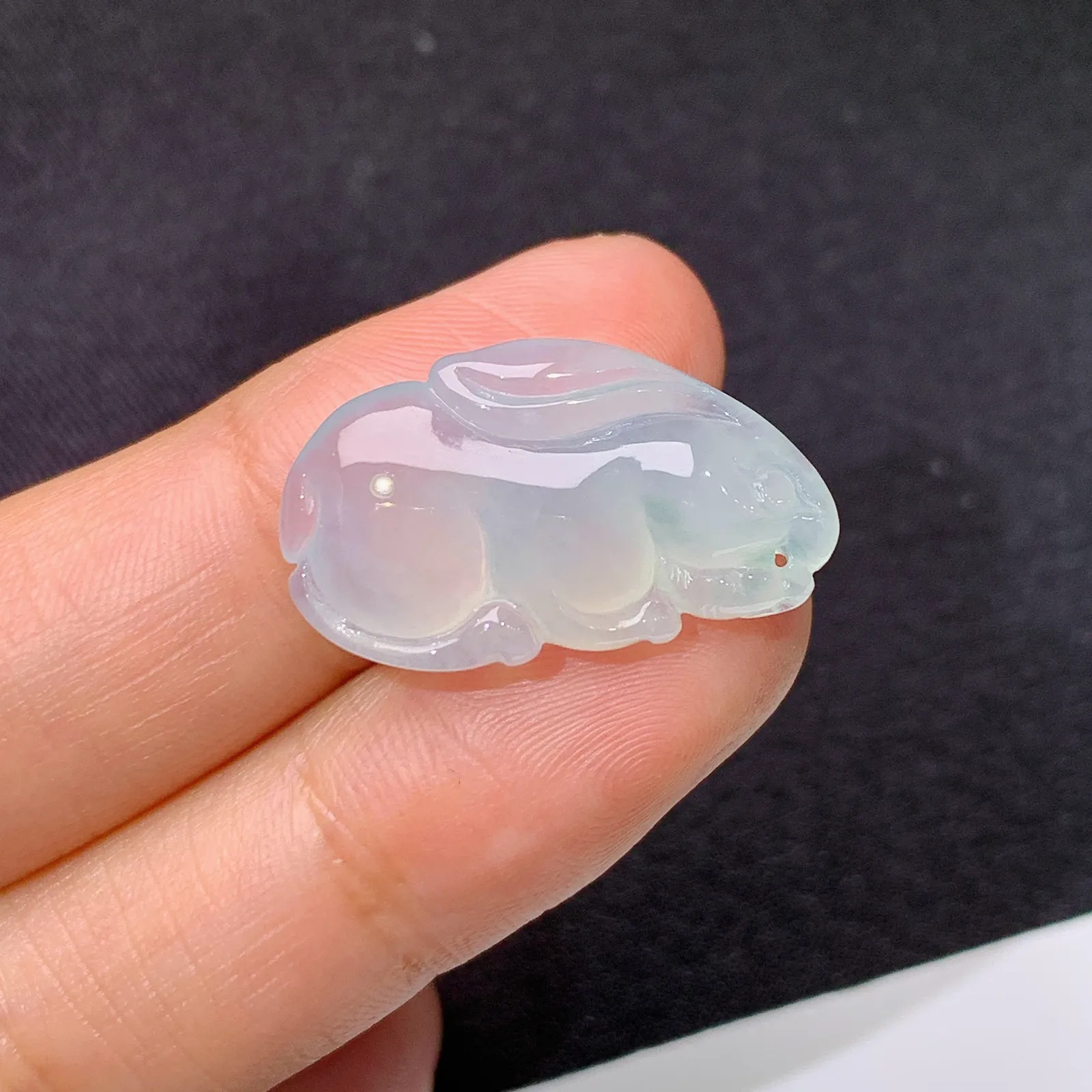 冰种小兔，镶嵌佳品，冰润细腻，种水足，001 尺寸23.9*13.5*5.6