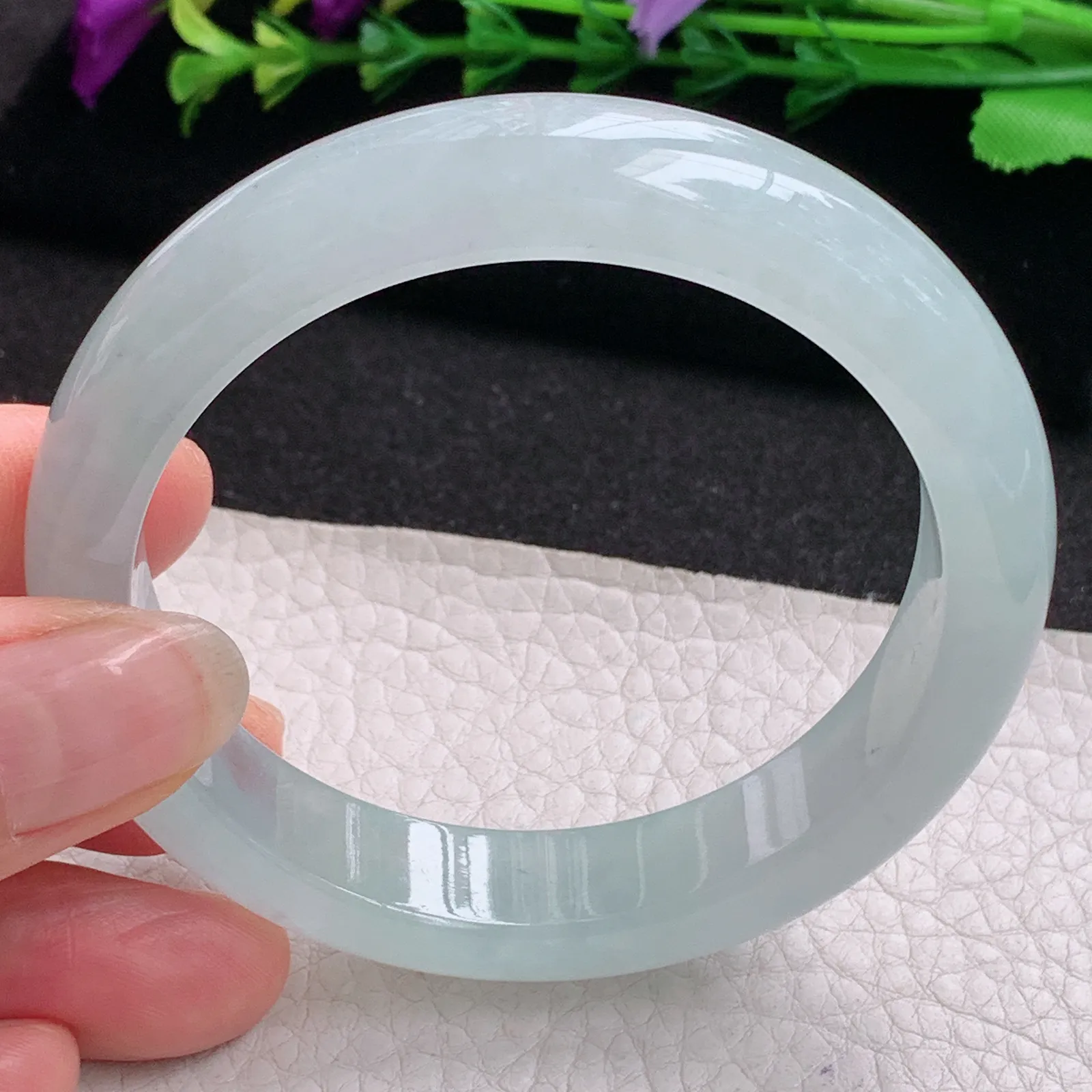 faa年轻款56*12.5*7.7平安镯 天然缅甸翡翠A货冰润晴美宽边玉手环