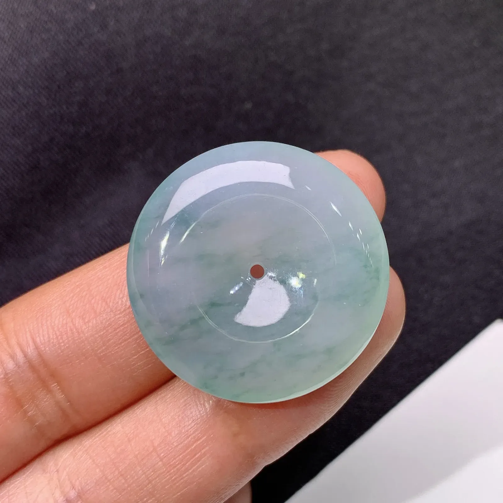 飘花平安扣，冰冰润润，玉质细腻，种水足，001 尺寸26.6*5.8