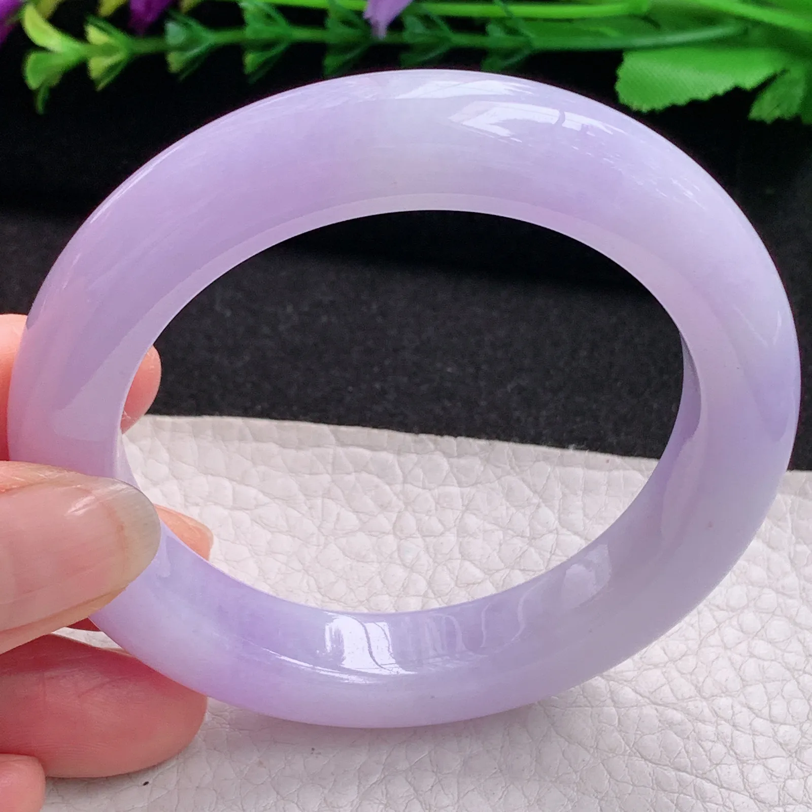 faa梦幻款55*11.5*10平安镯 天然缅甸翡翠A货水润紫罗兰宽边玉手环