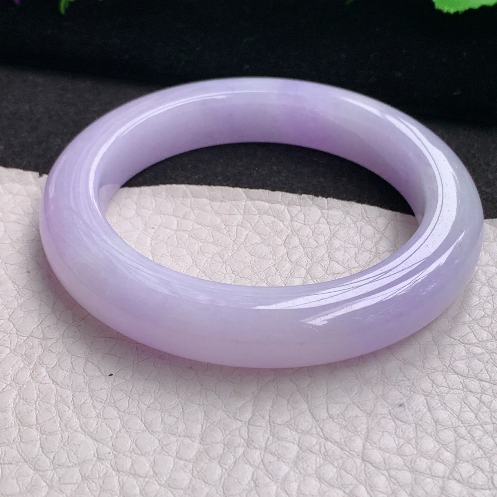 faa梦幻款55*11.5*10平安镯 天然缅甸翡翠A货水润紫罗兰宽边玉手环