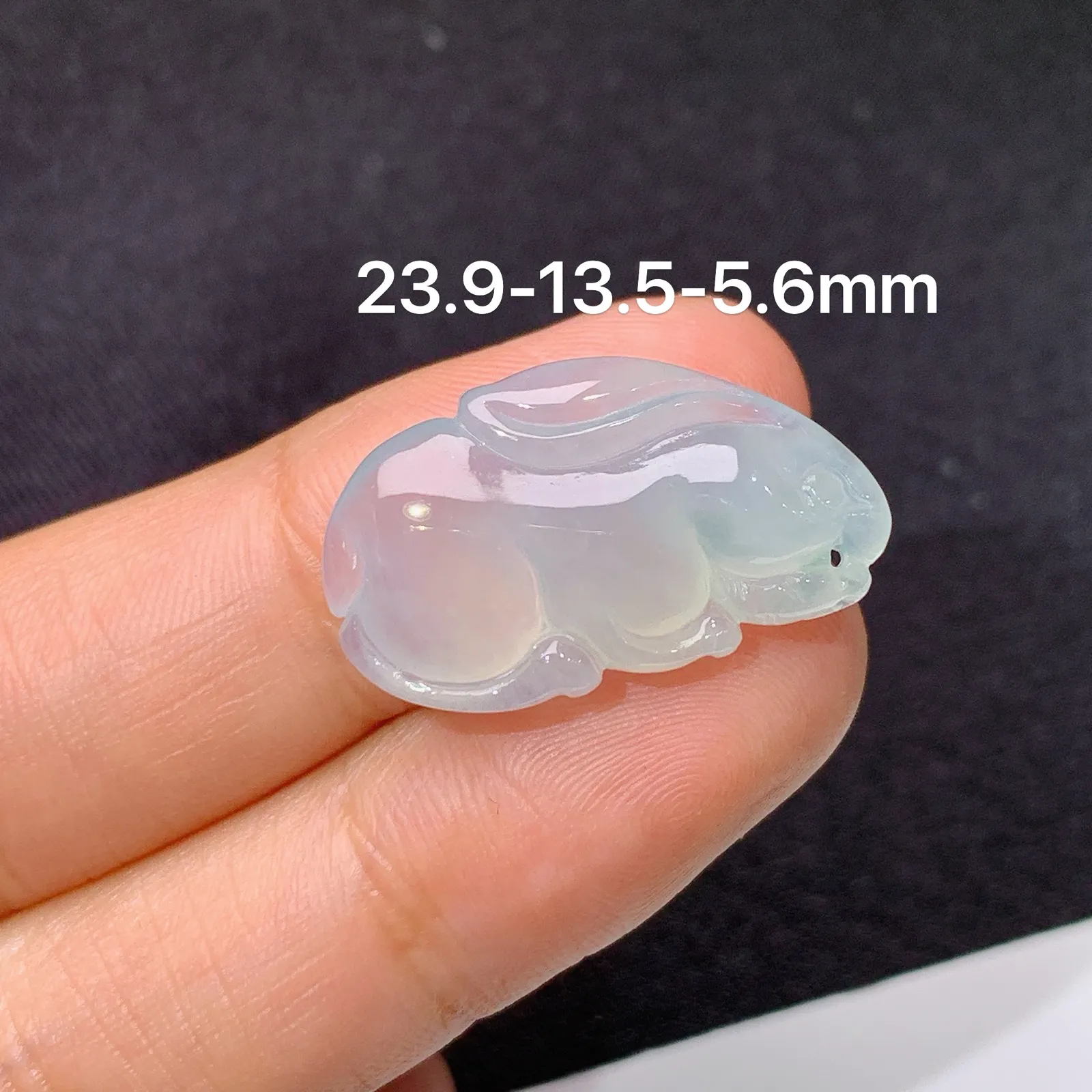 冰种小兔，镶嵌佳品，冰润细腻，种水足，001 尺寸23.9*13.5*5.6