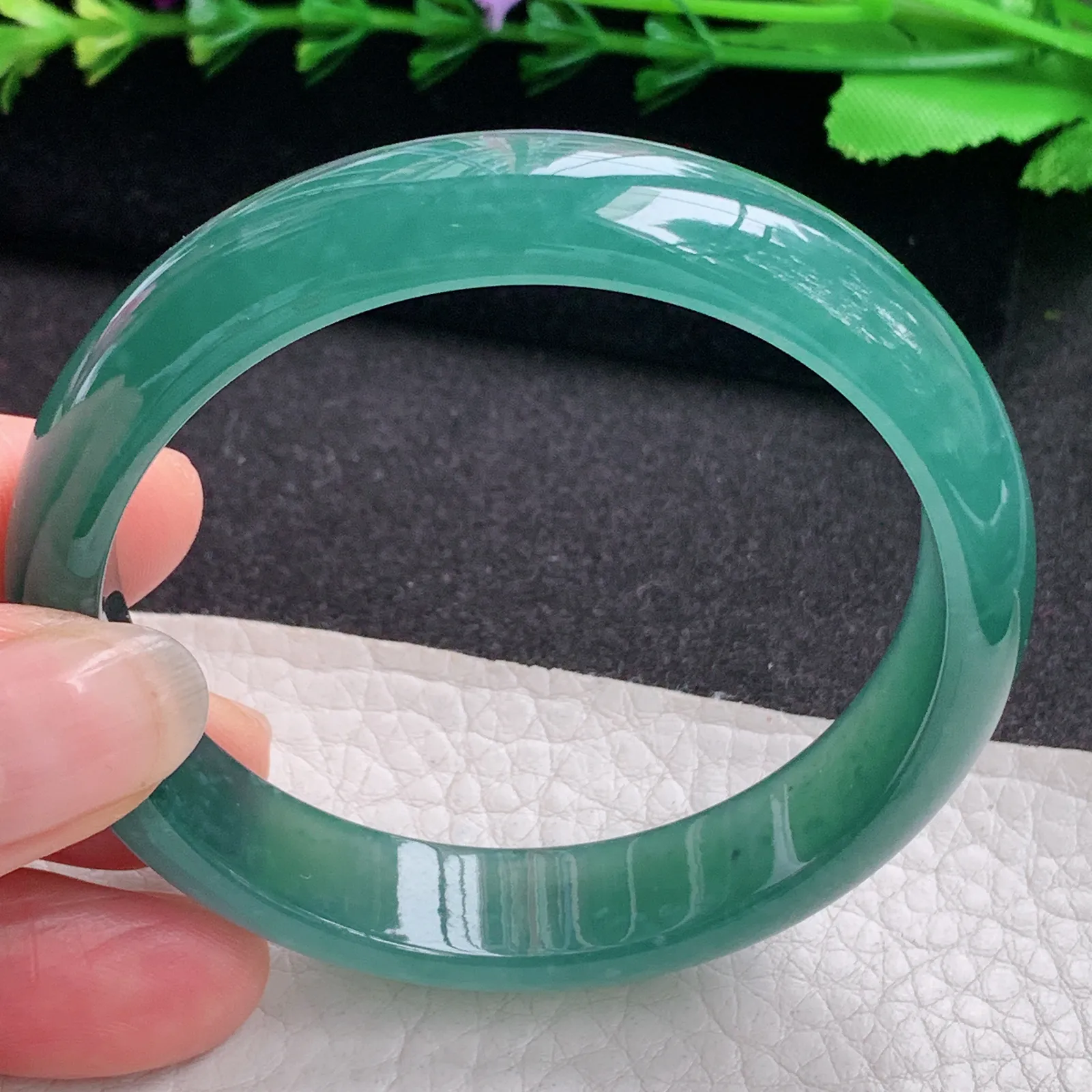 ll韵味款55*12.5*6.6平安镯 天然翡翠A货冰蓝韵味宽边玉手环