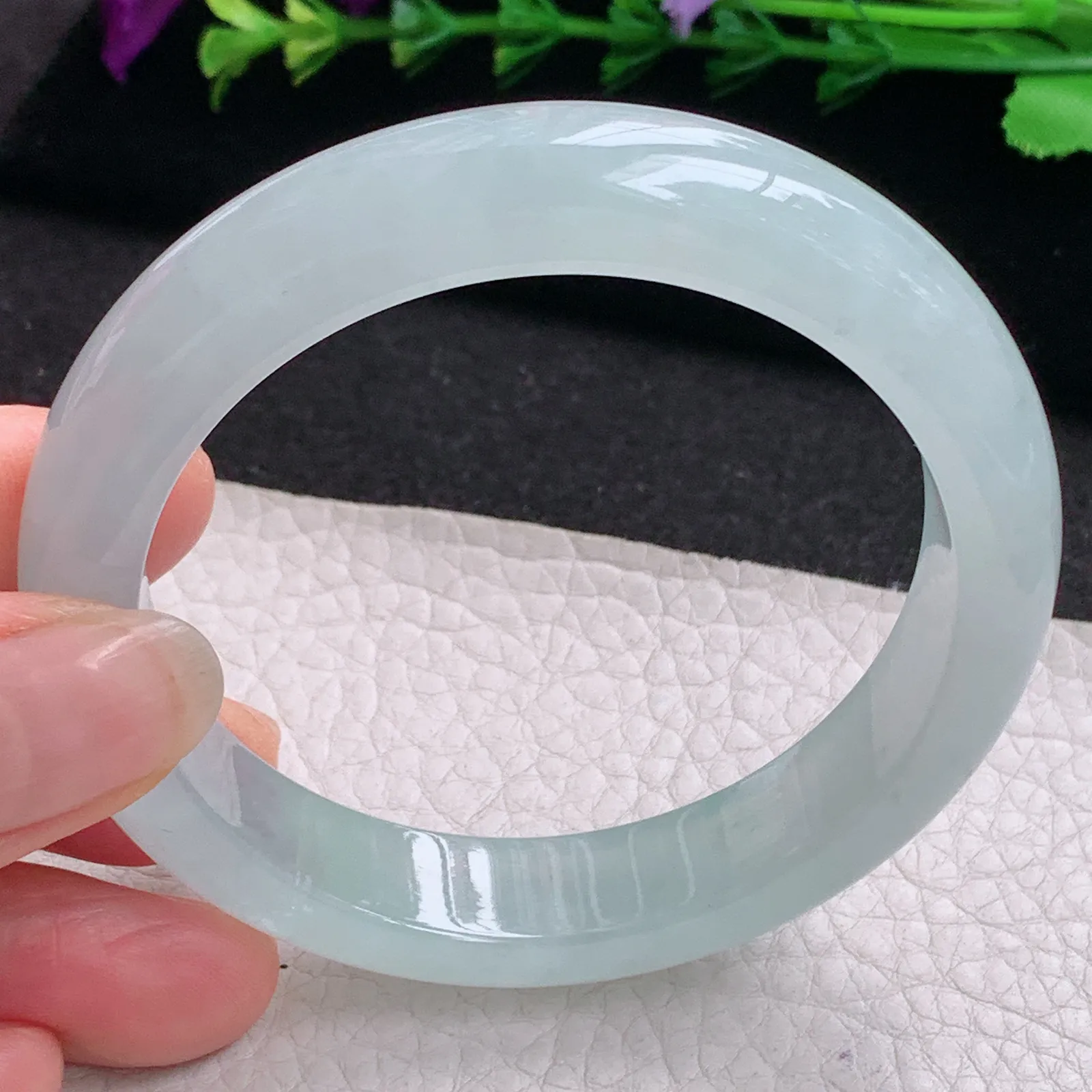 faa年轻款56*12.5*7.7平安镯 天然缅甸翡翠A货冰润晴美宽边玉手环