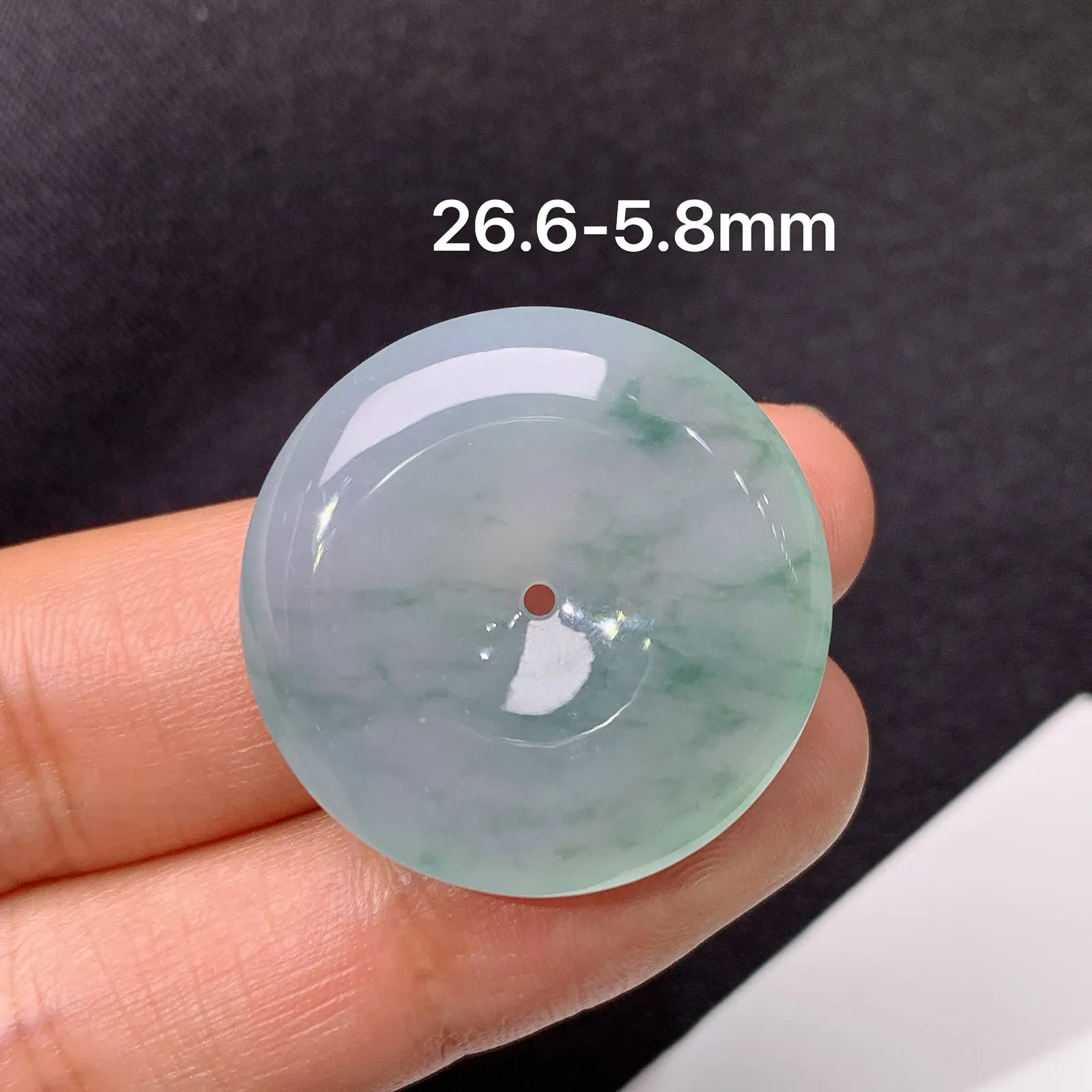 飘花平安扣，冰冰润润，玉质细腻，种水足，001 尺寸26.6*5.8