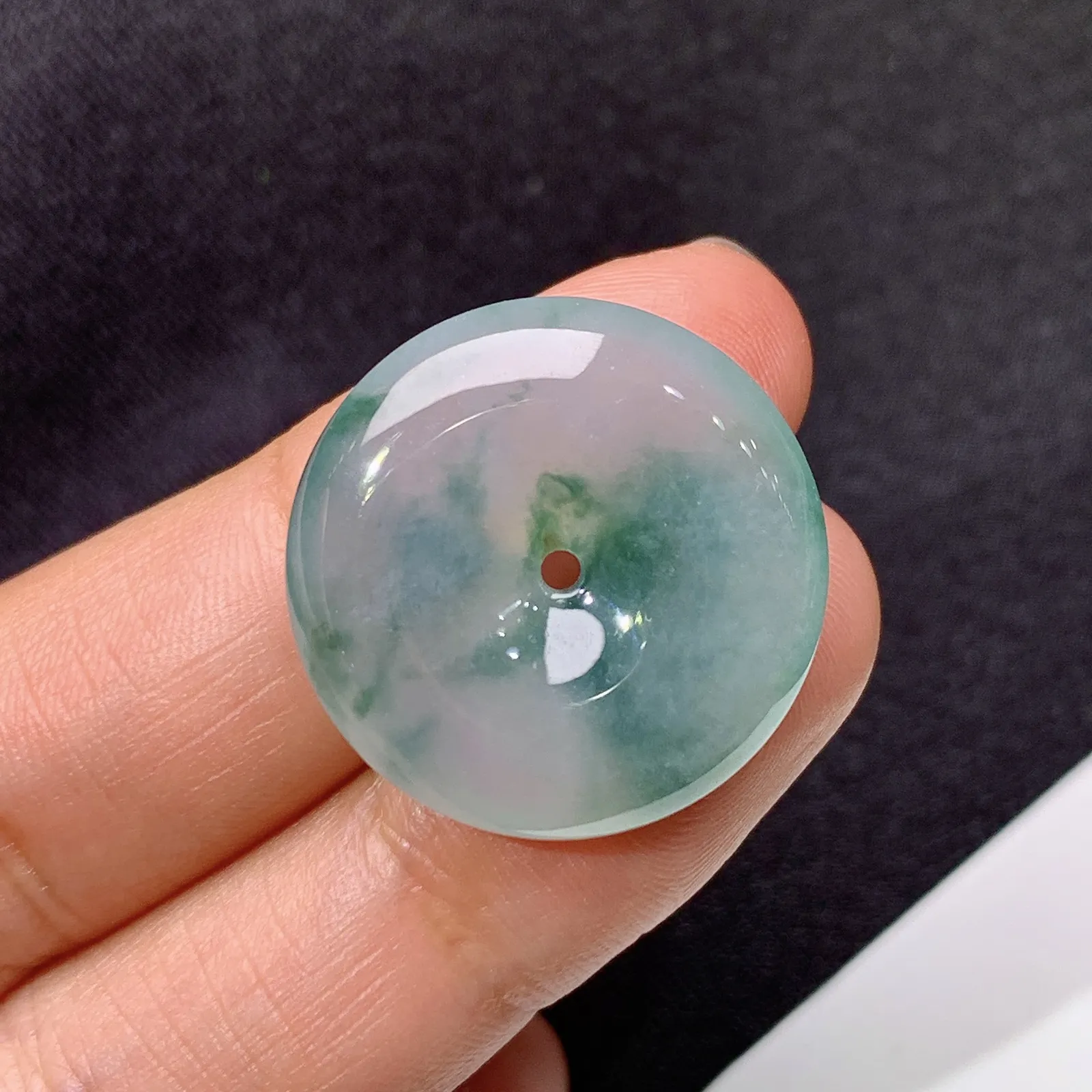 冰飘花平安扣，冰冰润润，玉质细腻，种水足，001 尺寸22.2*5.6